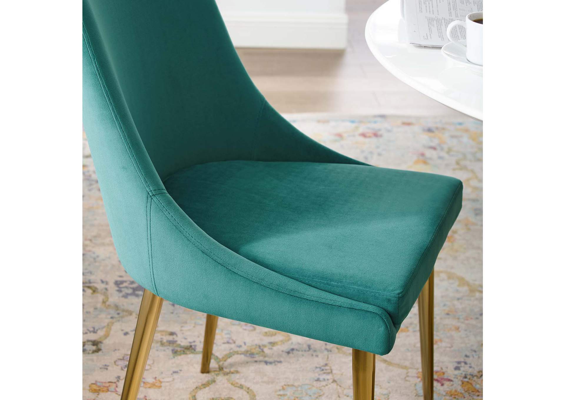 Teal Viscount Modern Accent Performance Velvet Dining Chair,Modway