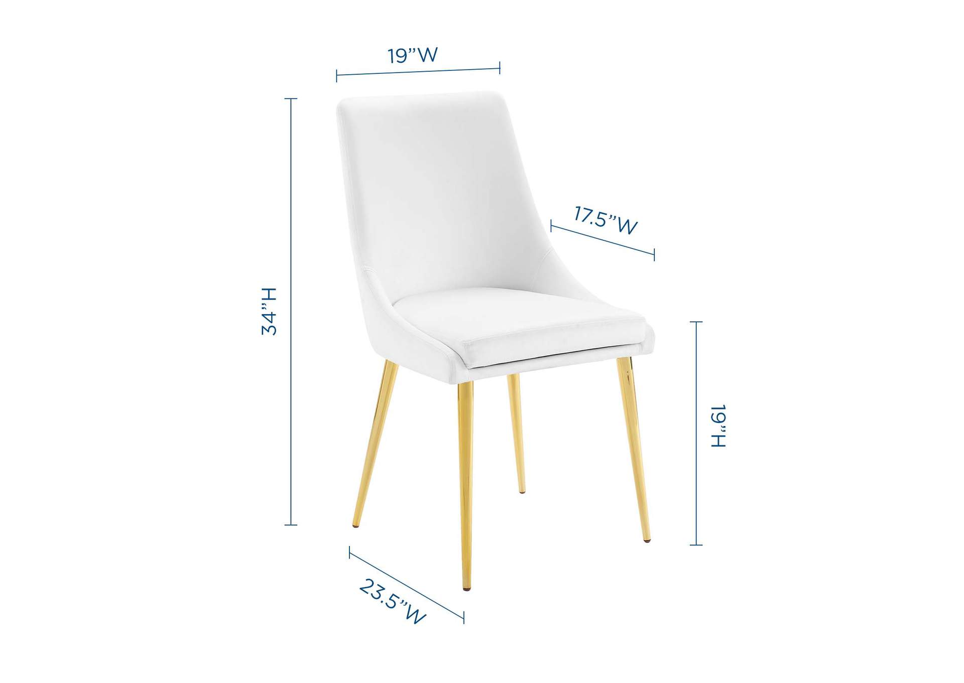 White Viscount Modern Accent Performance Velvet Dining Chair,Modway