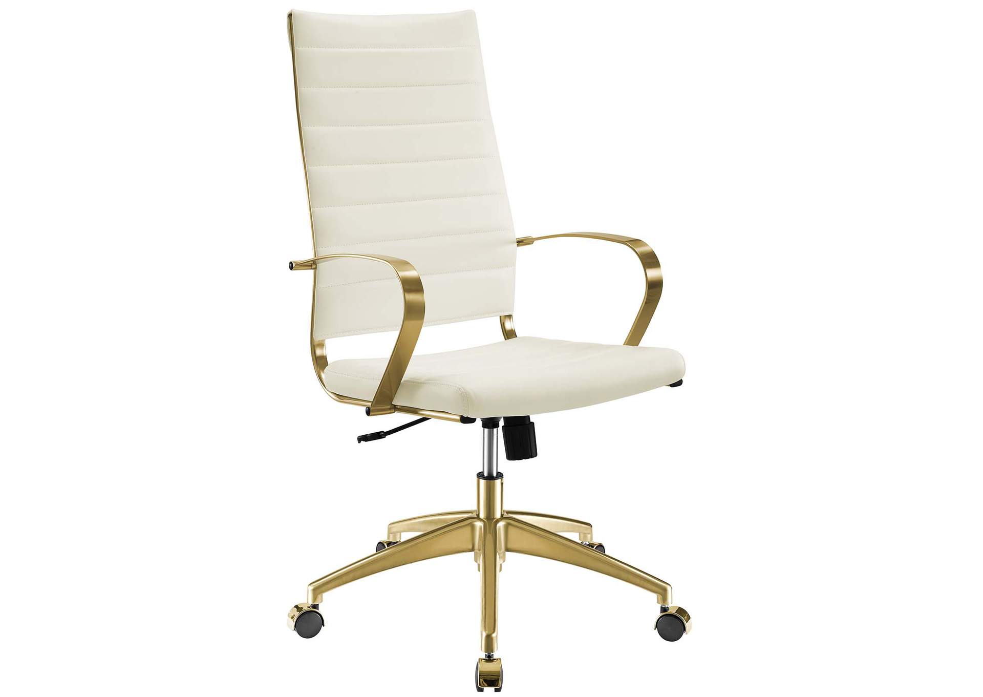 Gold White Jive Gold Stainless Steel Highback Office Chair,Modway