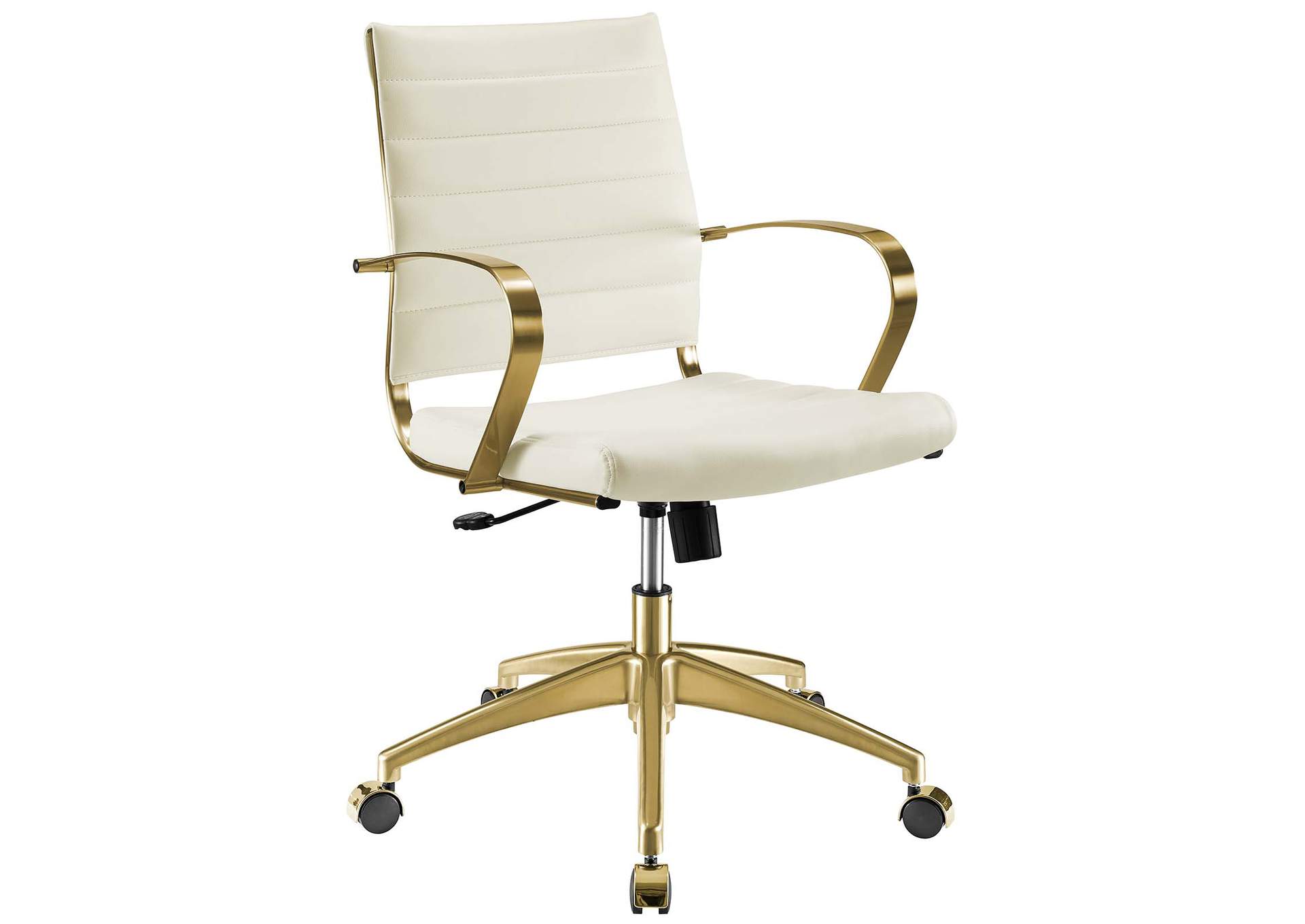 Gold White Jive Gold Stainless Steel Midback Office Chair,Modway