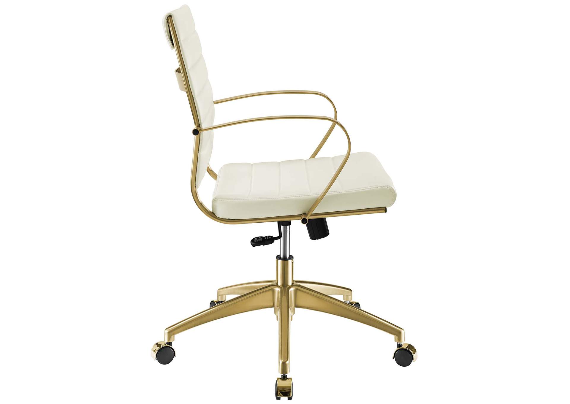 Gold White Jive Gold Stainless Steel Midback Office Chair,Modway