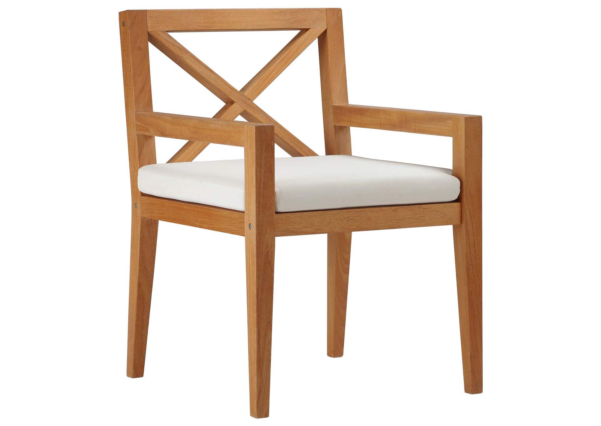 Natural White Northlake Outdoor Patio Premium Grade A Teak Wood Arm Dining Chair,Modway