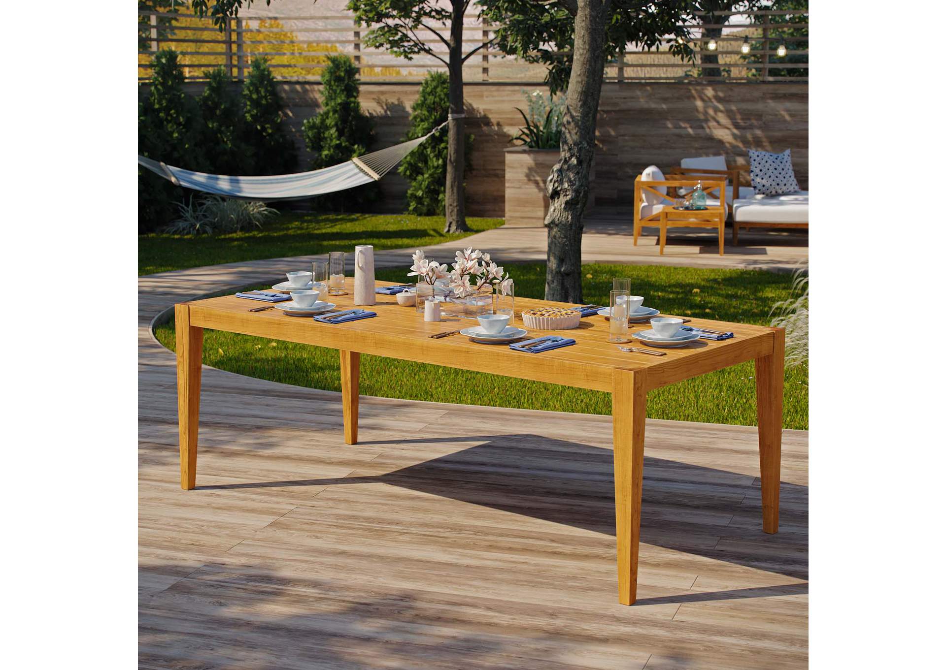 Natural Northlake 85" Outdoor Patio Premium Grade A Teak Wood Dining Table,Modway