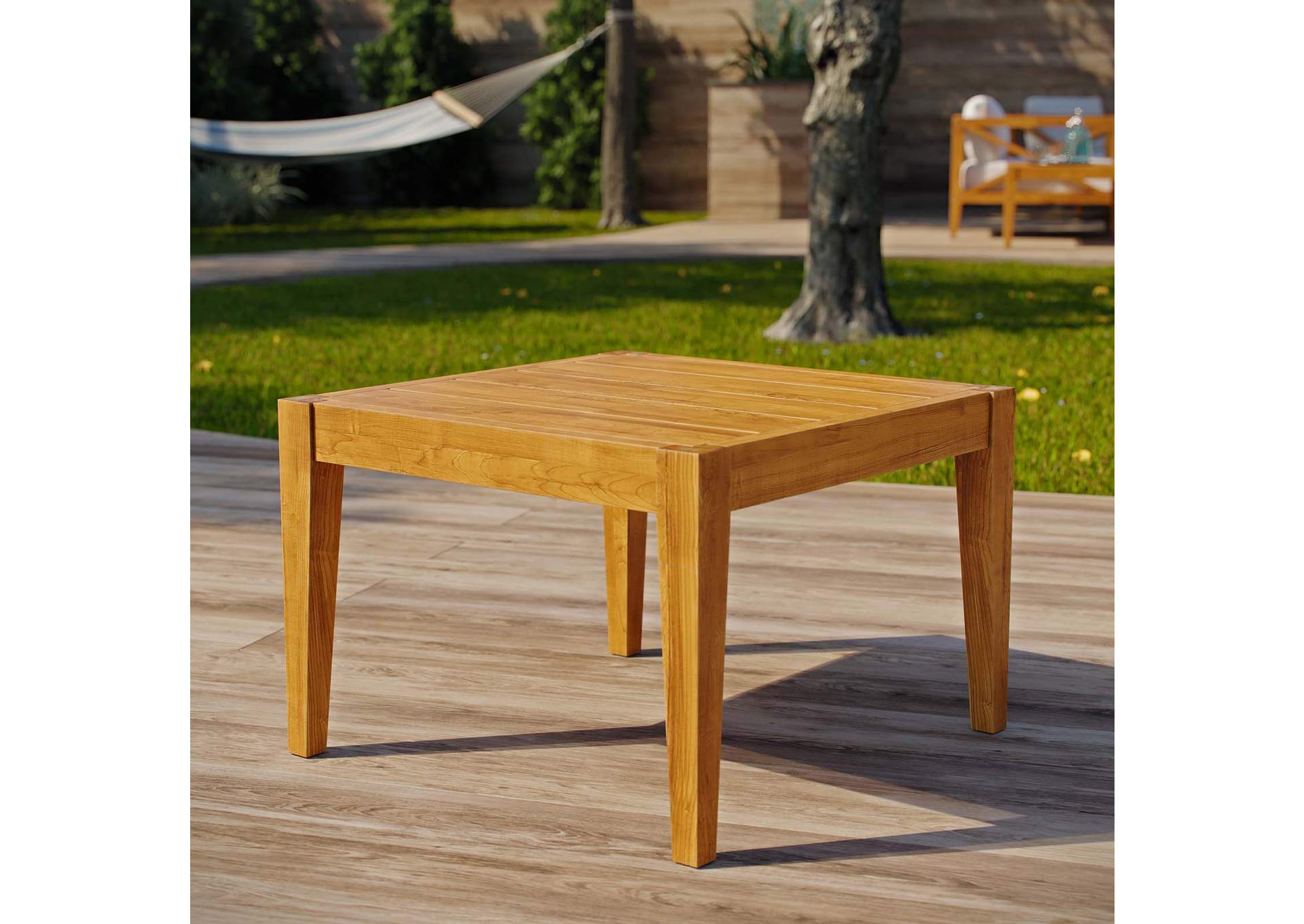 Natural Northlake Outdoor Patio Premium Grade A Teak Wood Side Table,Modway