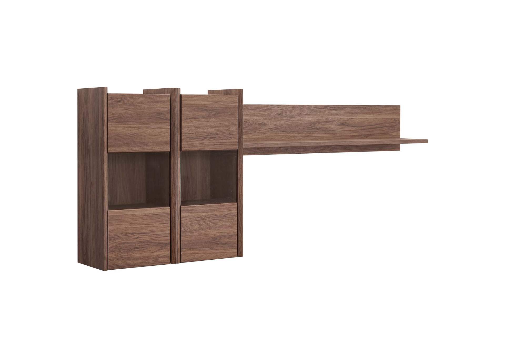 Walnut Visionary Wall Mounted Shelves,Modway