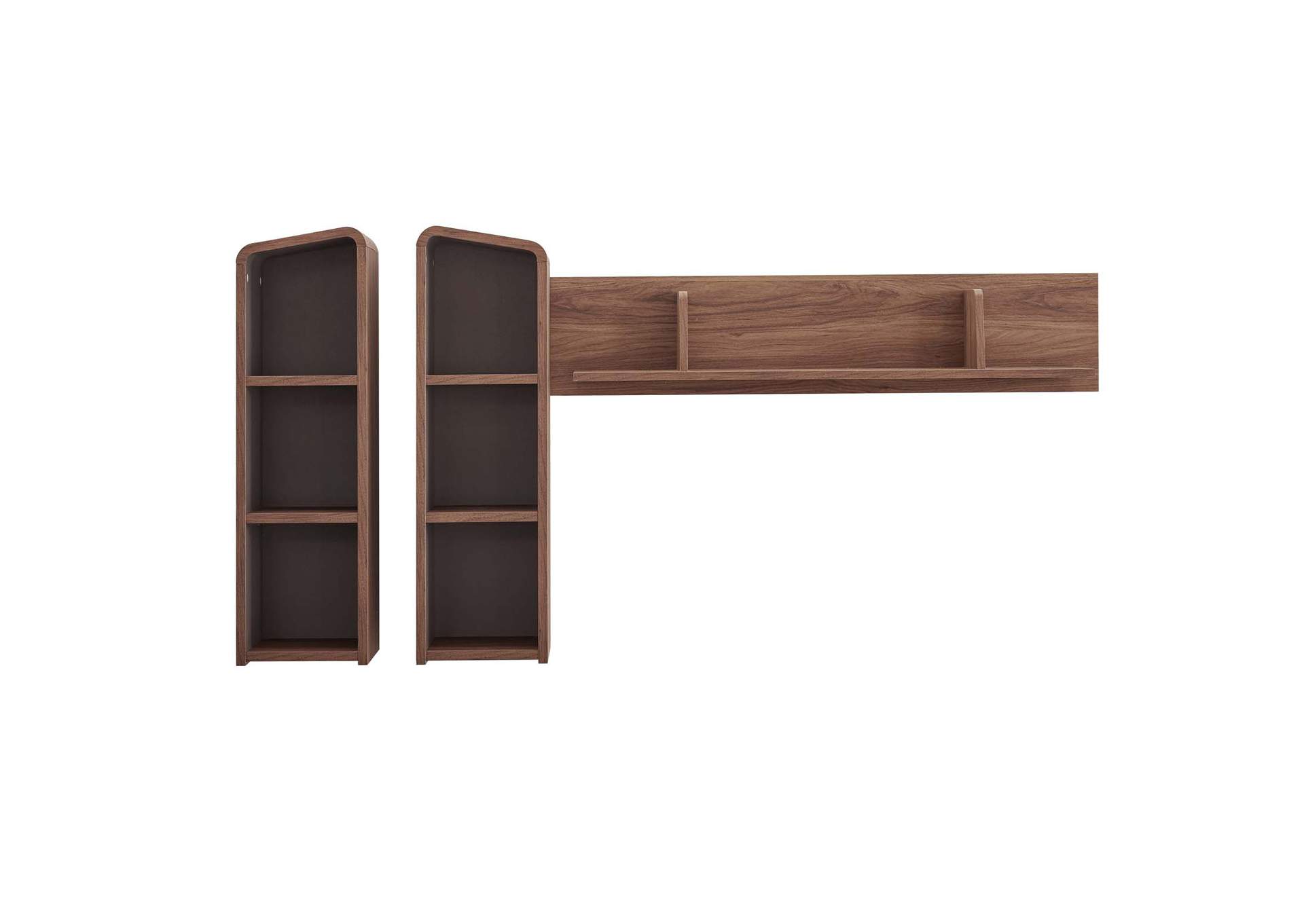 Walnut Gray Omnistand Wall Mounted Shelves,Modway