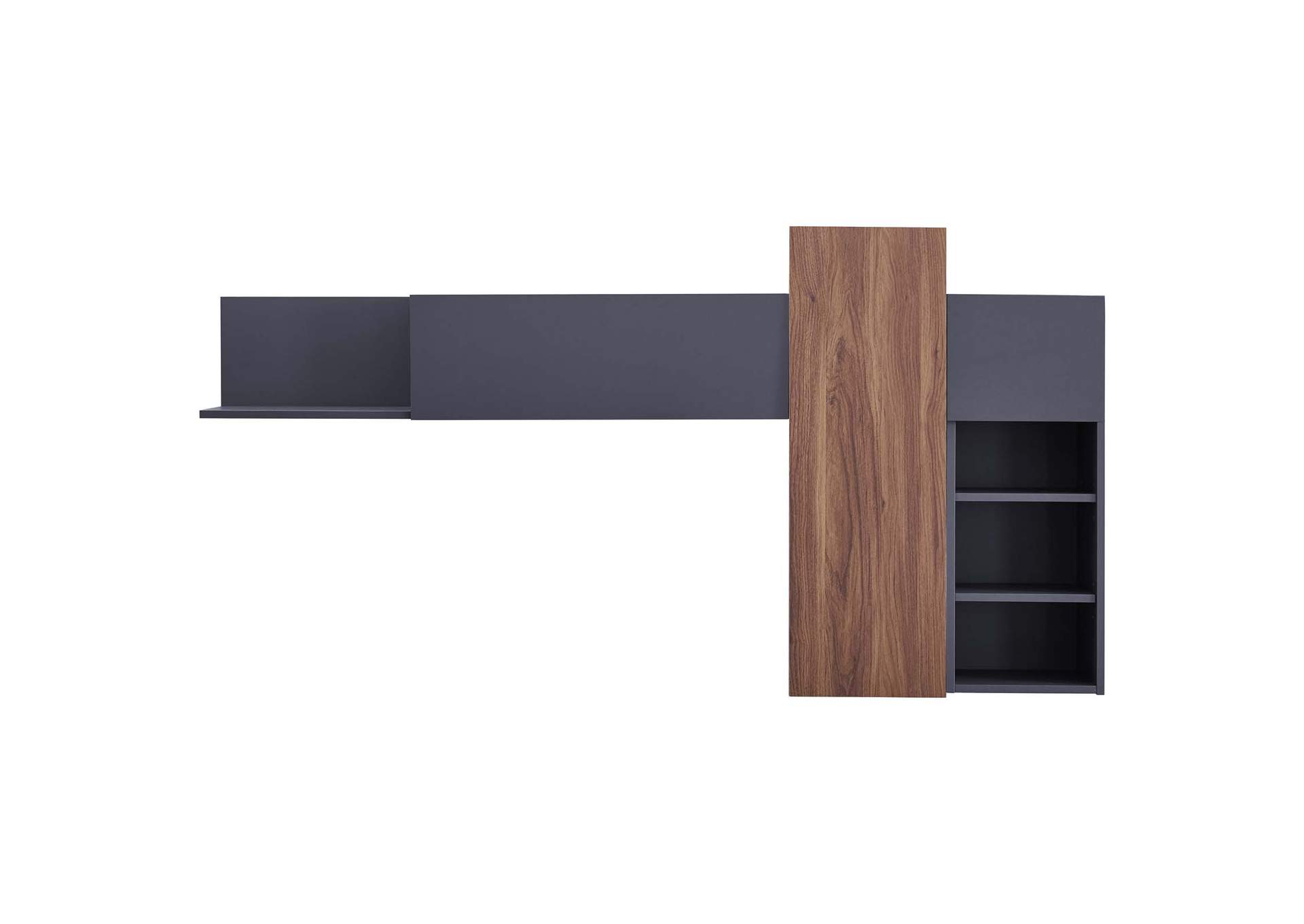 Walnut Gray Scope Wall Mounted Shelves,Modway