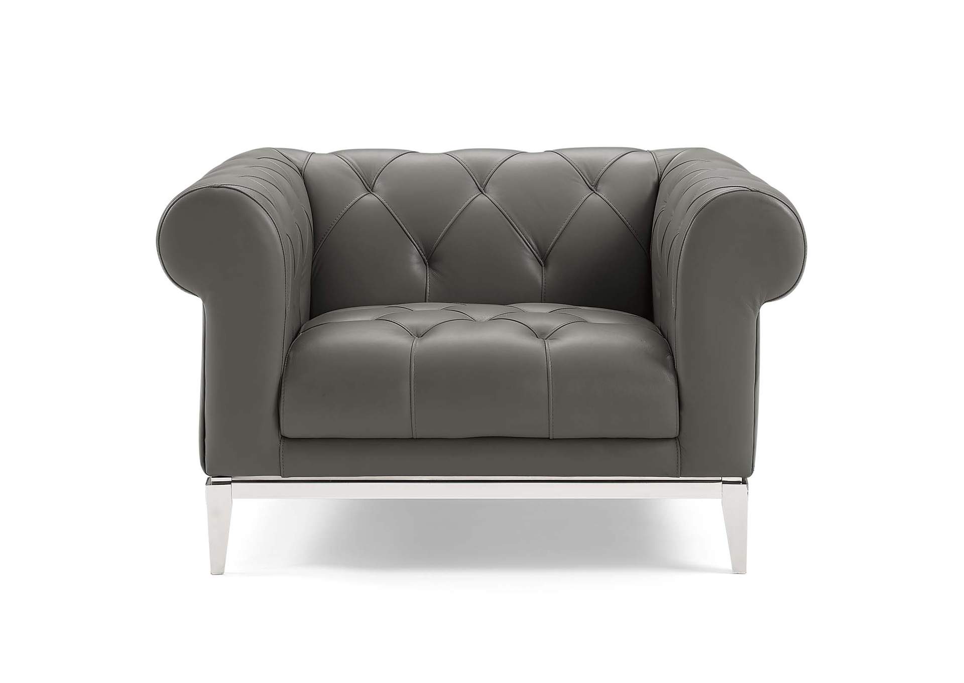 Gray Idyll Tufted Button Upholstered Leather Chesterfield Armchair,Modway