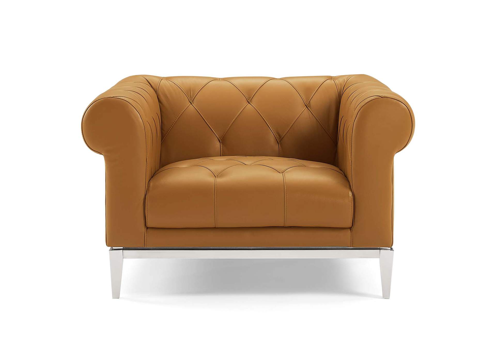 Tan Idyll Tufted Button Upholstered Leather Chesterfield Armchair,Modway