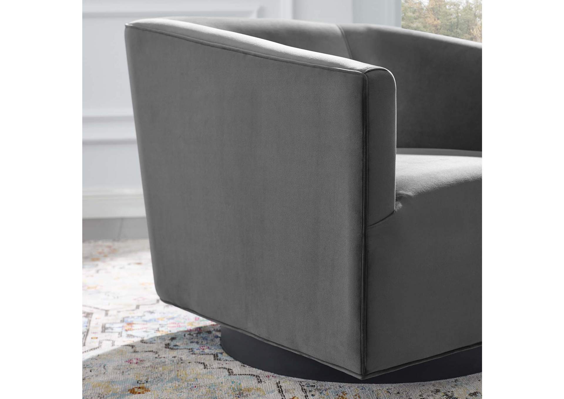 Gray Twist Accent Lounge Performance Velvet Swivel Chair,Modway