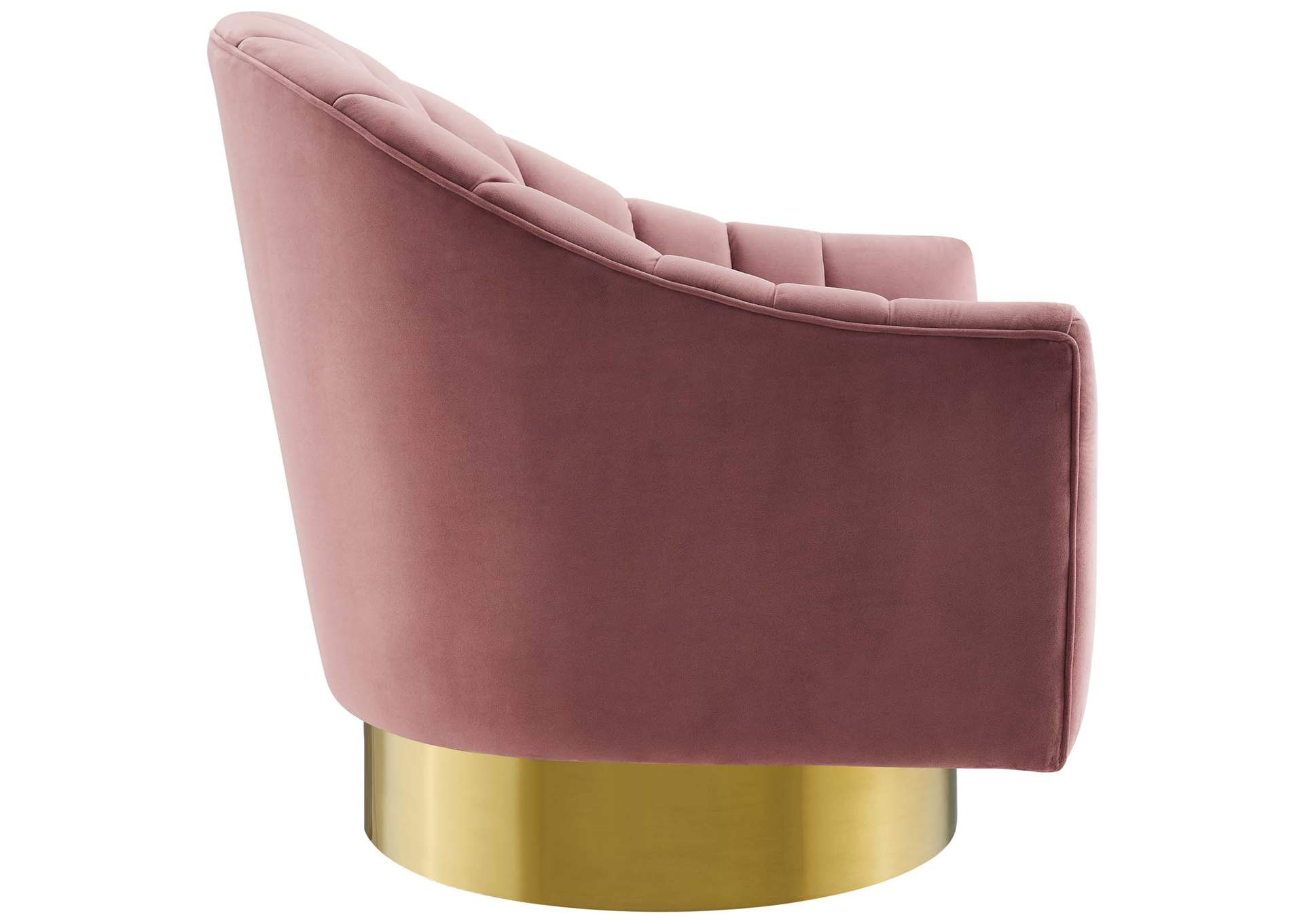 Dusty Rose Buoyant Vertical Channel Tufted Accent Lounge Performance Velvet Swivel Chair,Modway