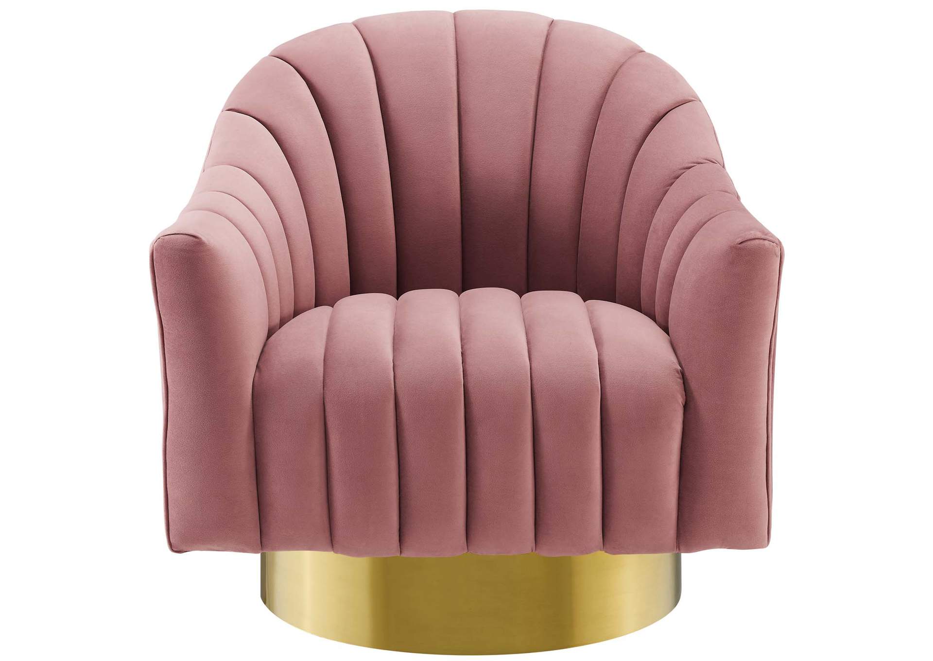 Dusty Rose Buoyant Vertical Channel Tufted Accent Lounge Performance Velvet Swivel Chair,Modway