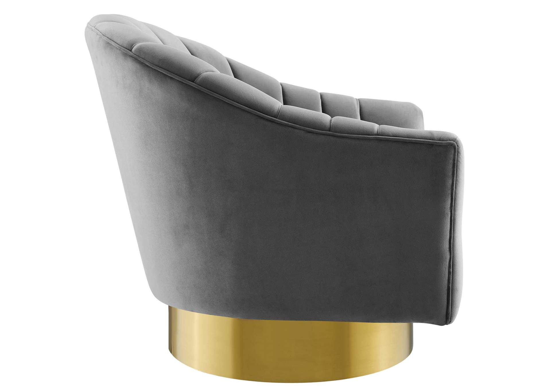 Gray Buoyant Vertical Channel Tufted Accent Lounge Performance Velvet Swivel Chair,Modway