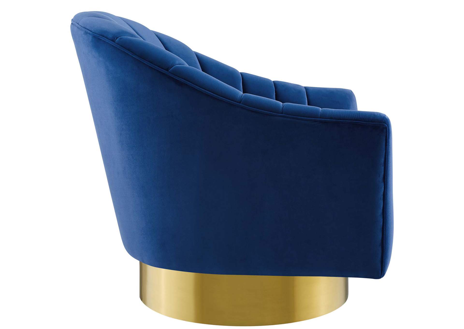 Navy Buoyant Vertical Channel Tufted Accent Lounge Performance Velvet Swivel Chair,Modway