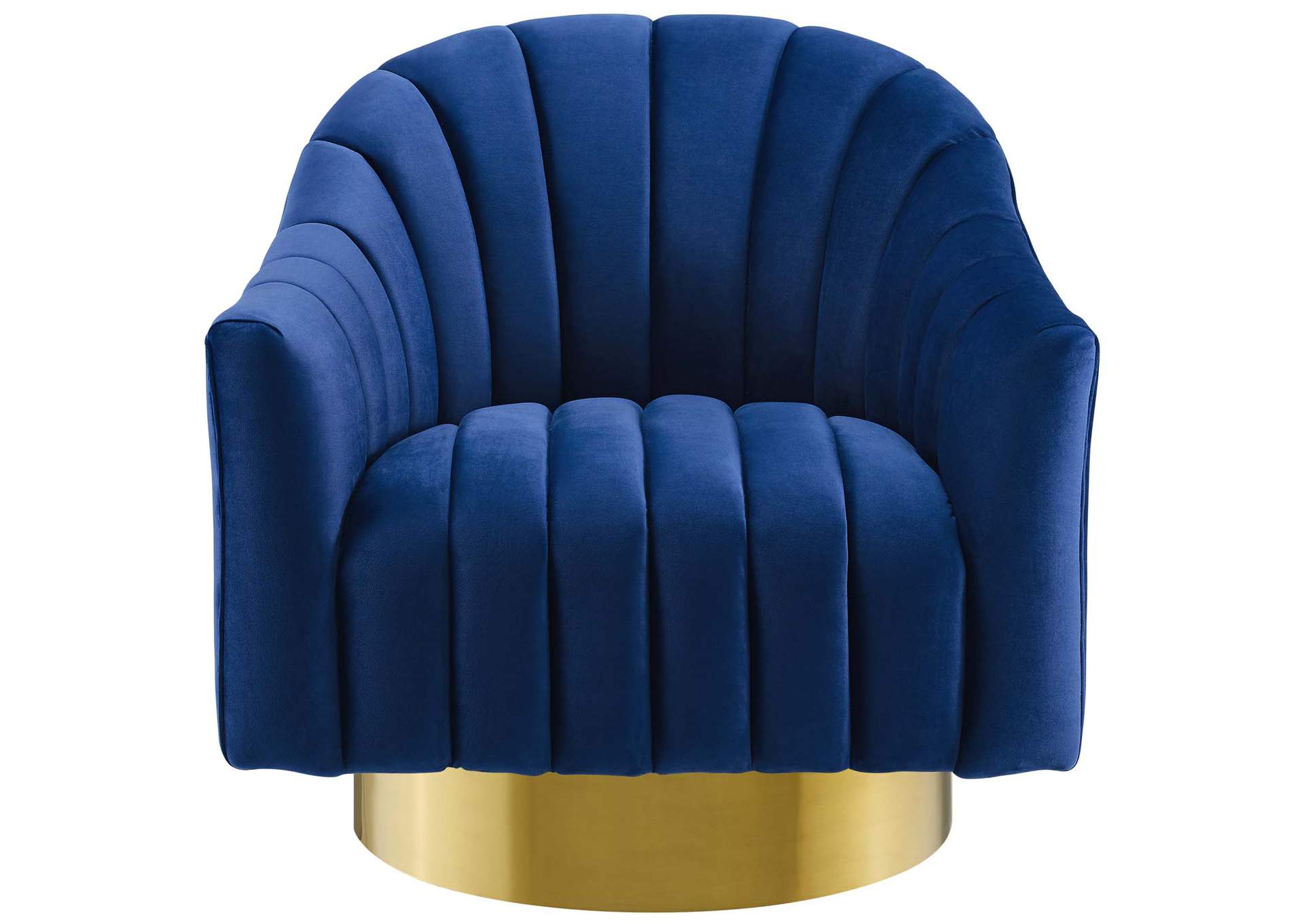 Navy Buoyant Vertical Channel Tufted Accent Lounge Performance Velvet Swivel Chair,Modway