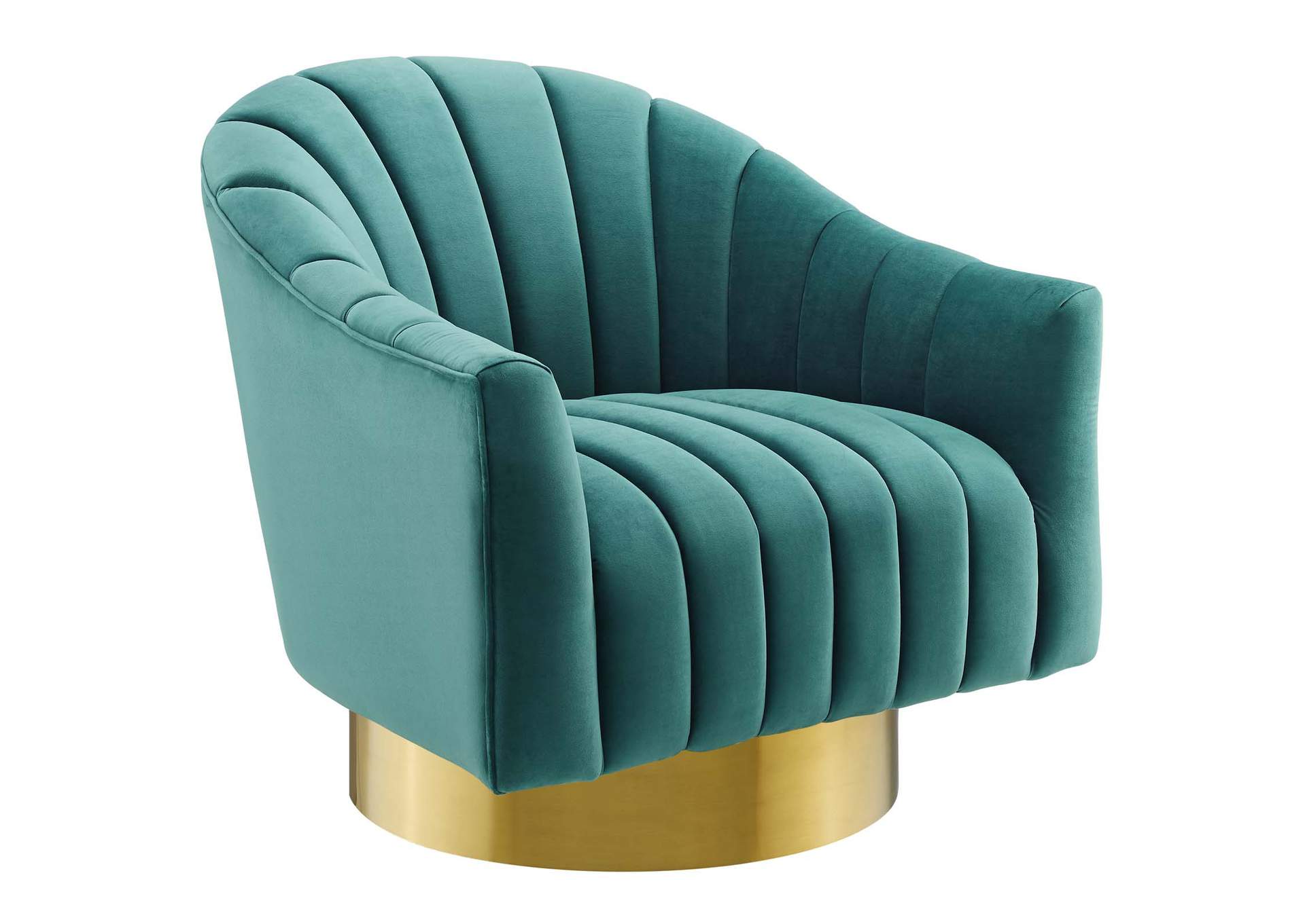 Teal Buoyant Vertical Channel Tufted Accent Lounge Performance Velvet Swivel Chair,Modway