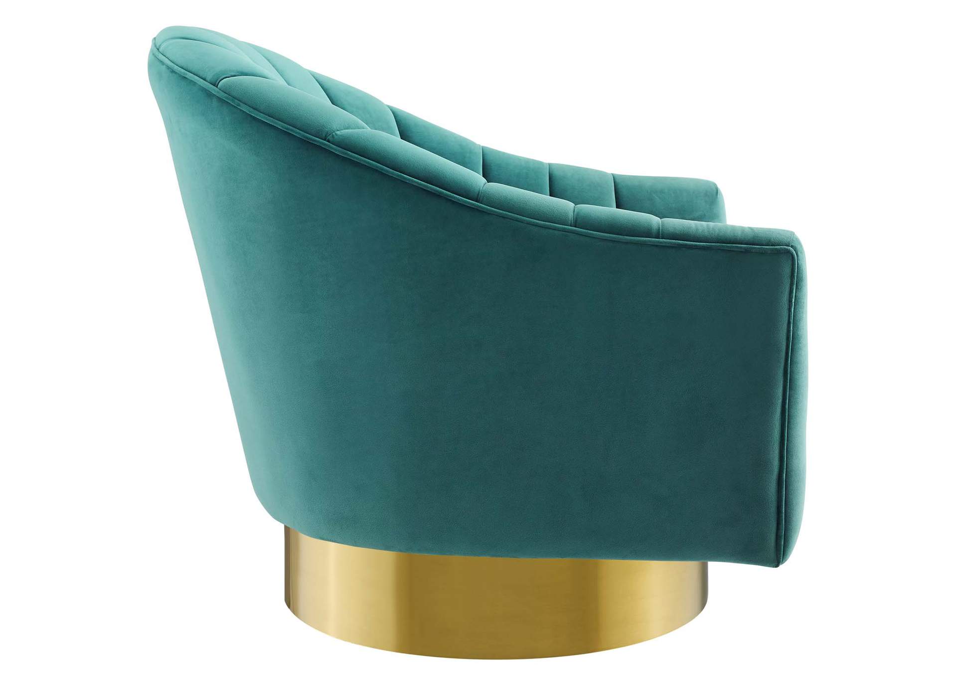 Teal Buoyant Vertical Channel Tufted Accent Lounge Performance Velvet Swivel Chair,Modway