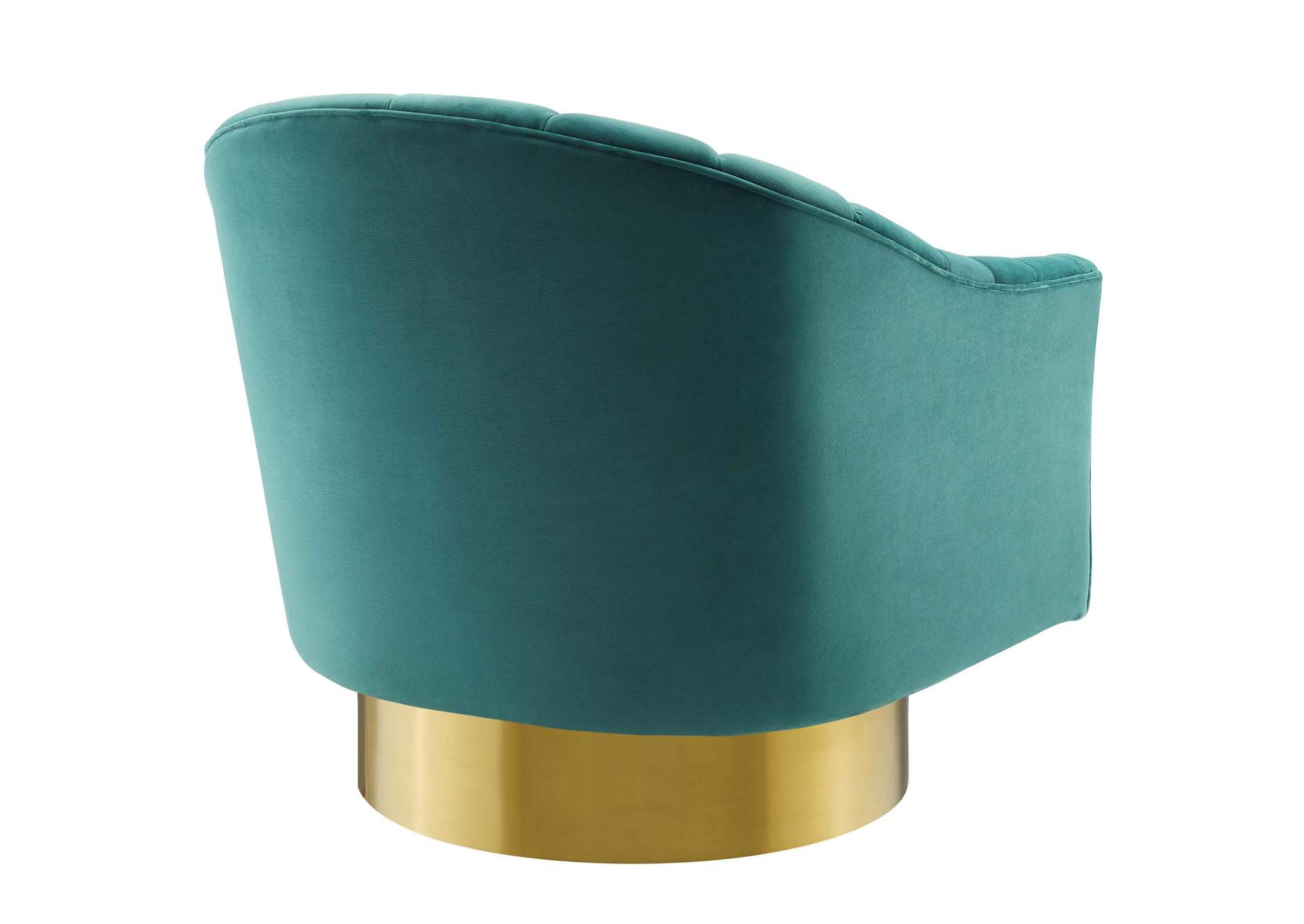 Teal Buoyant Vertical Channel Tufted Accent Lounge Performance Velvet Swivel Chair,Modway