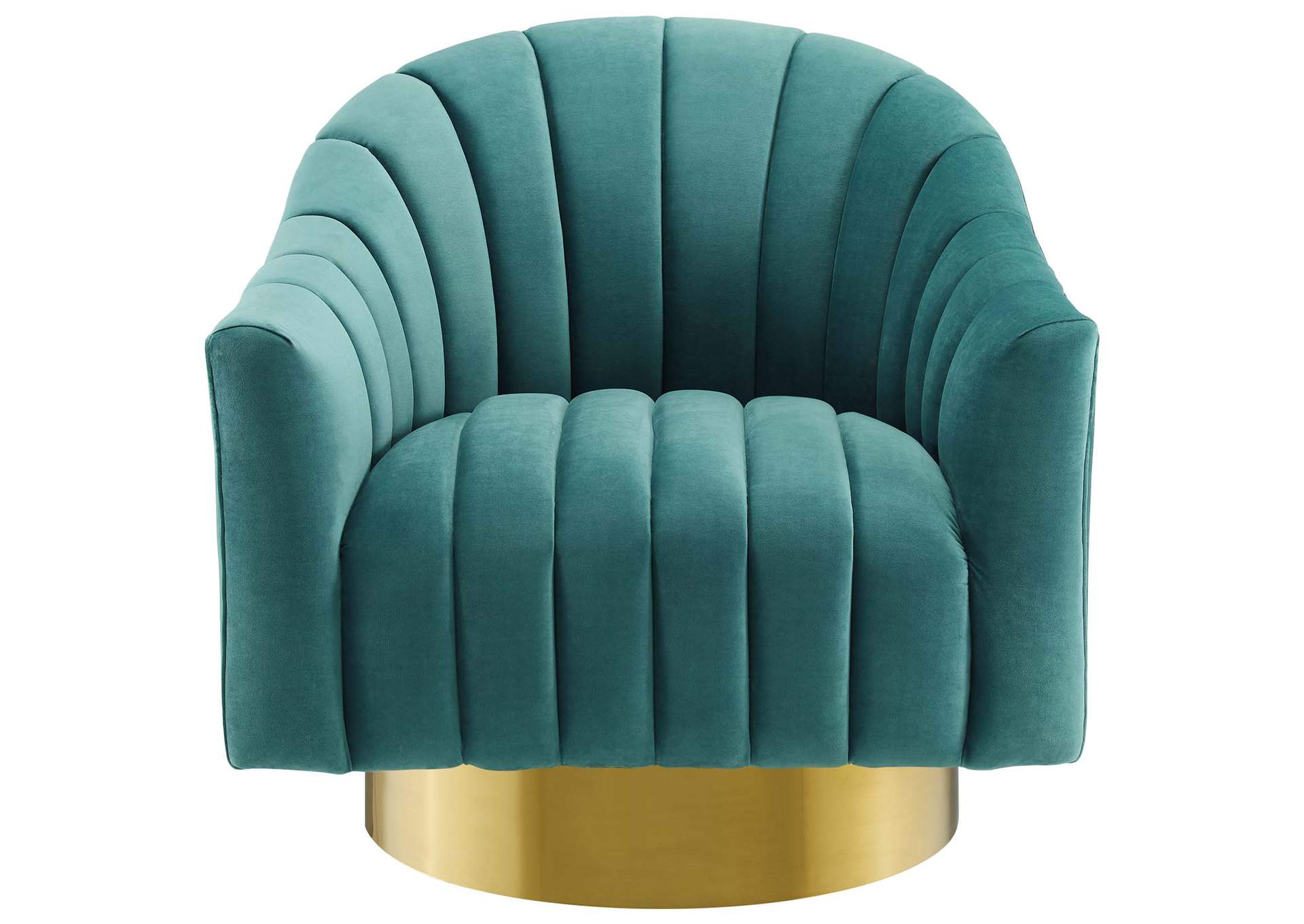 Teal Buoyant Vertical Channel Tufted Accent Lounge Performance Velvet Swivel Chair,Modway