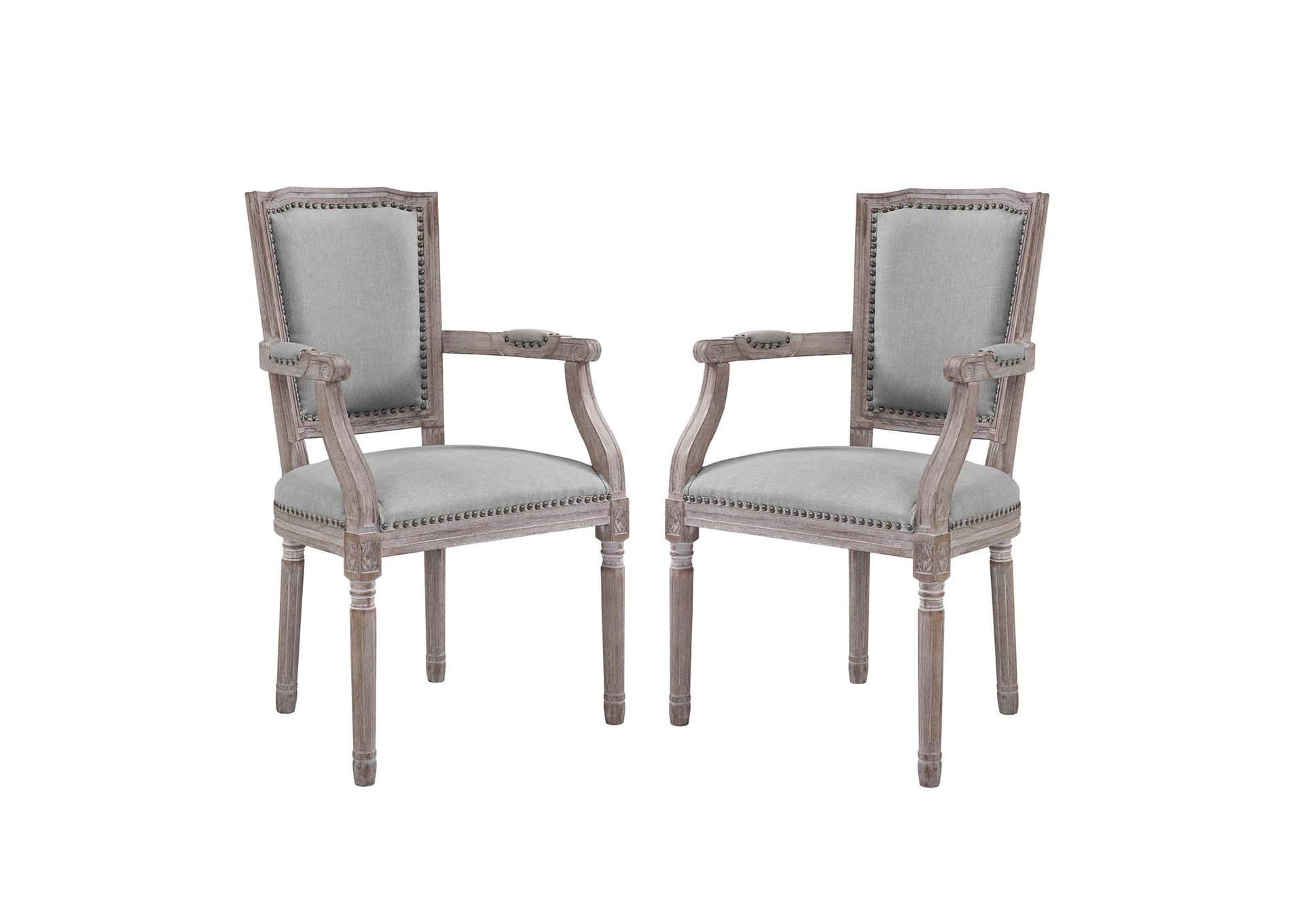 Light Gray Penchant Arm Dining Chair Upholstered Fabric [Set of 2],Modway