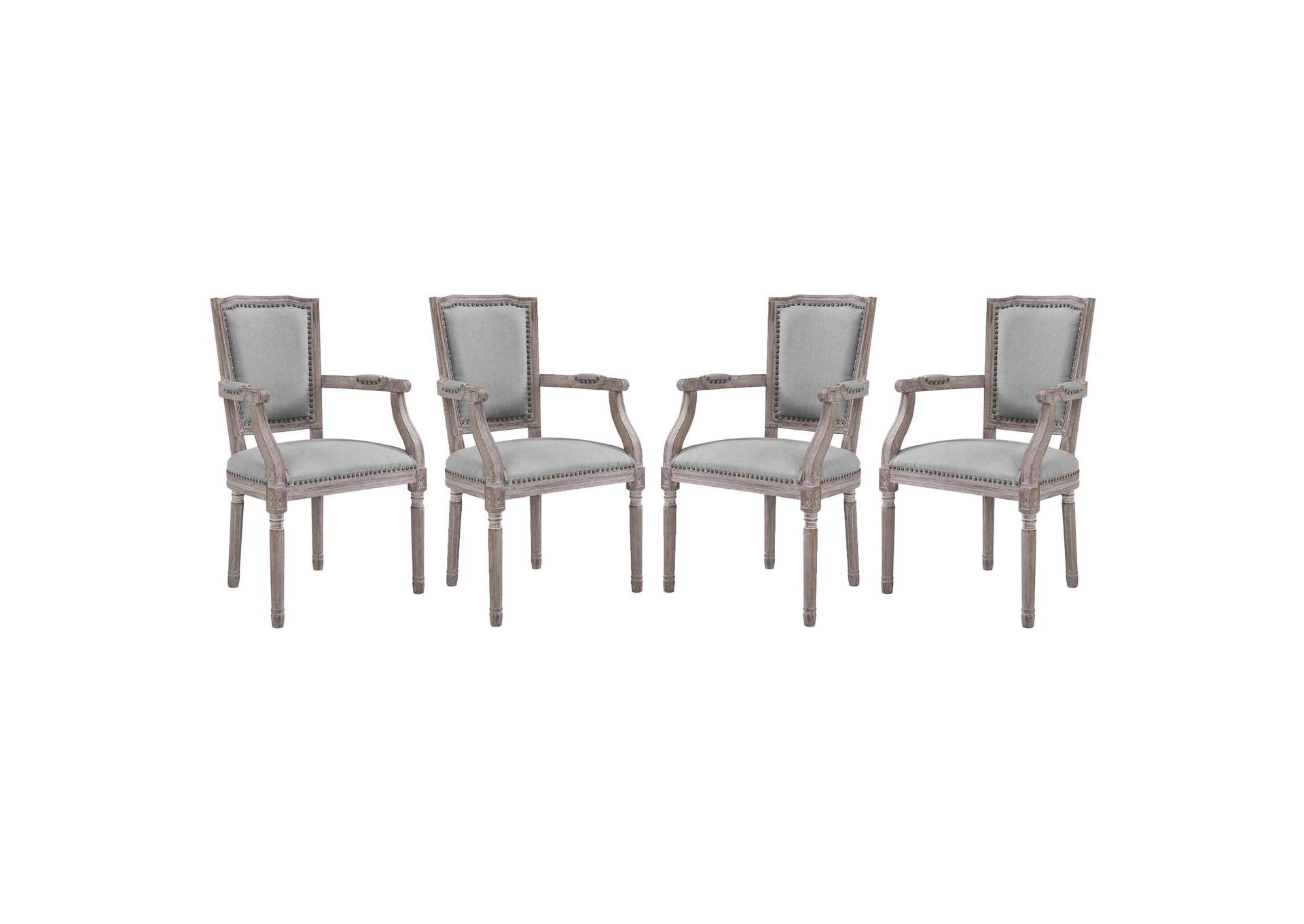 Light Gray Penchant Arm Dining Chair Upholstered Fabric [Set of 4],Modway