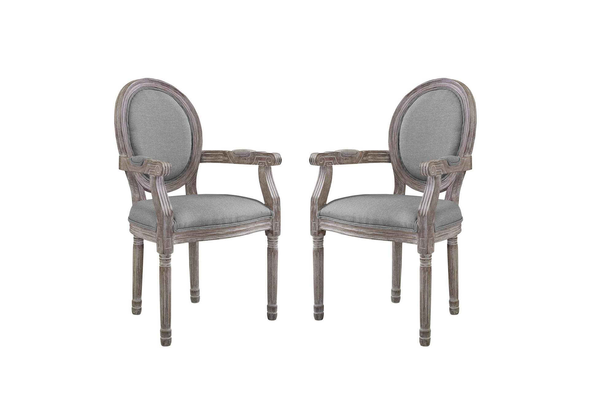 Light Gray Emanate Arm Dining Chair Upholstered Fabric [Set of 2],Modway