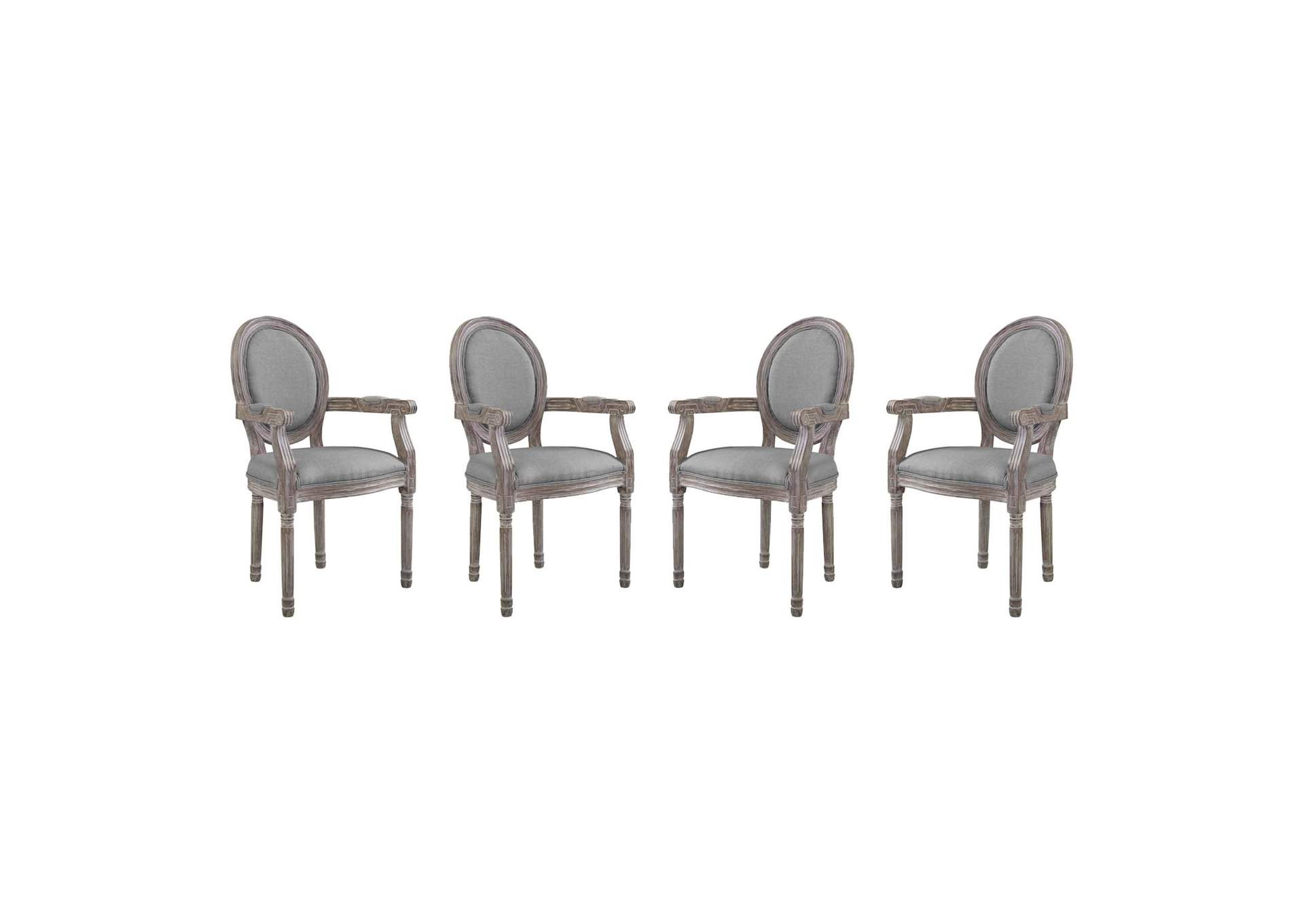 Light Gray Emanate Arm Dining Chair Upholstered Fabric [Set of 4],Modway