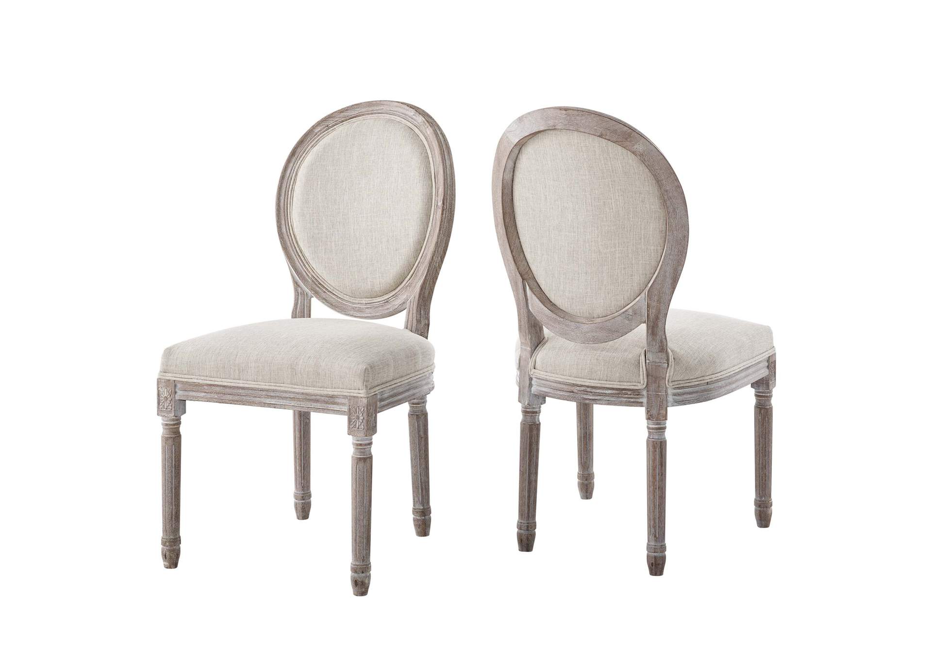 Beige Emanate Dining Side Chair Upholstered Fabric [Set of 2],Modway