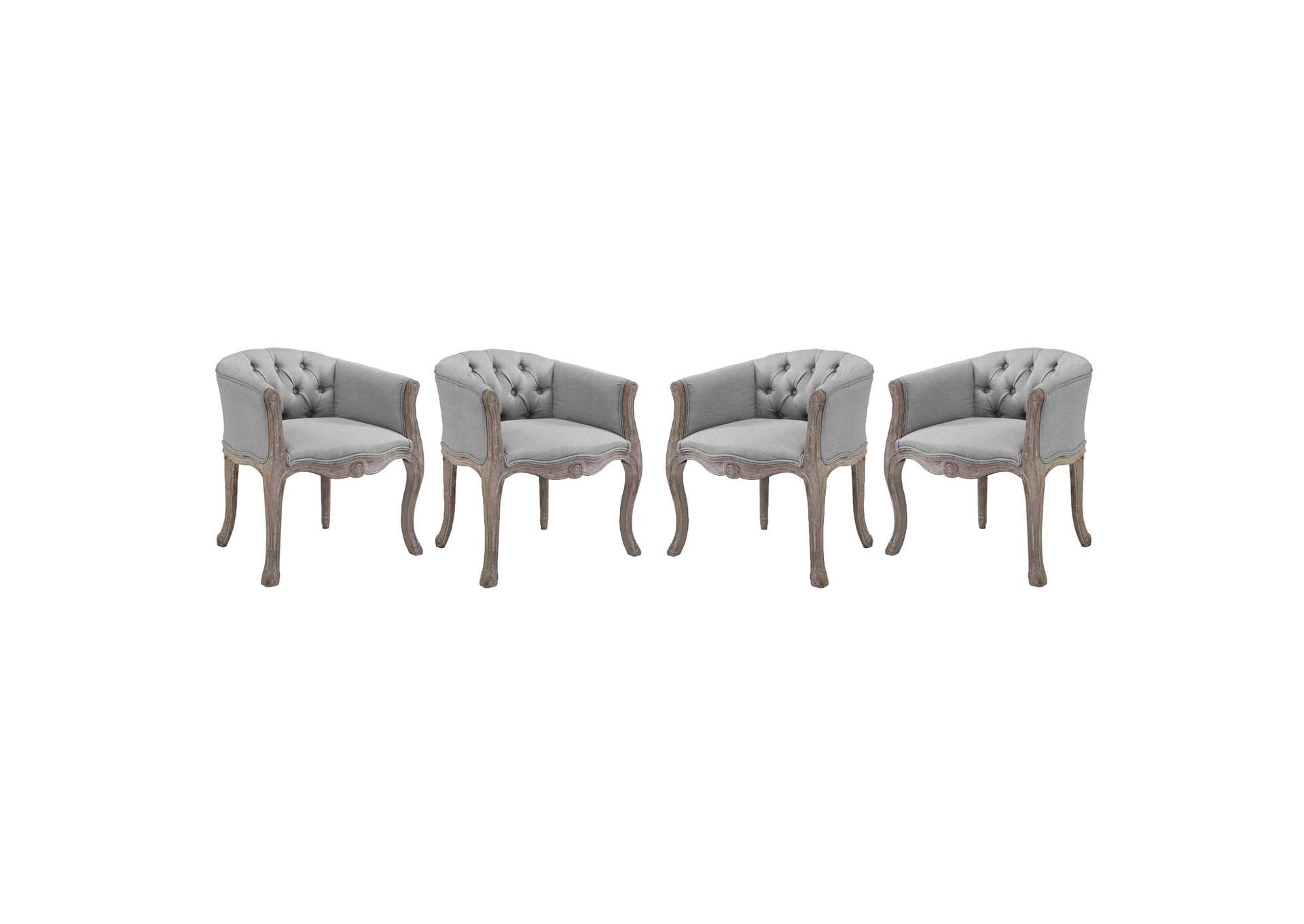 Light Gray Crown Arm Dining Chair Upholstered Fabric [Set of 4],Modway