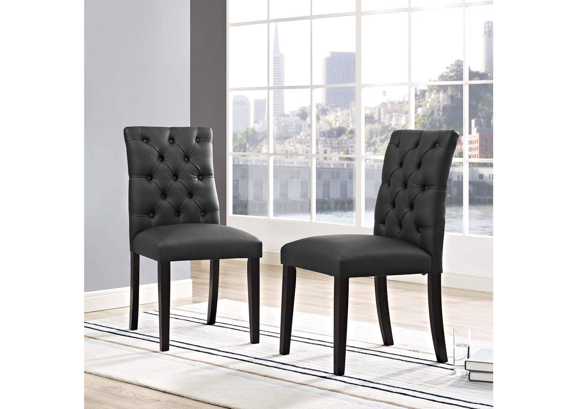 Black Duchess Dining Chair Vinyl [Set of 2],Modway