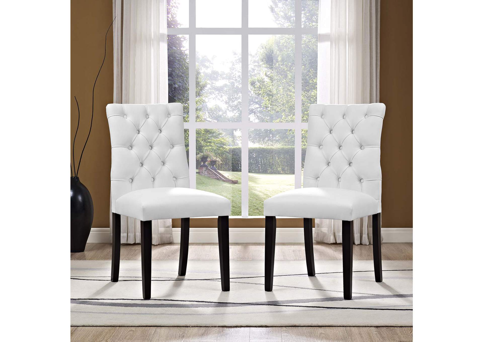 White Duchess Dining Chair Vinyl [Set of 2],Modway