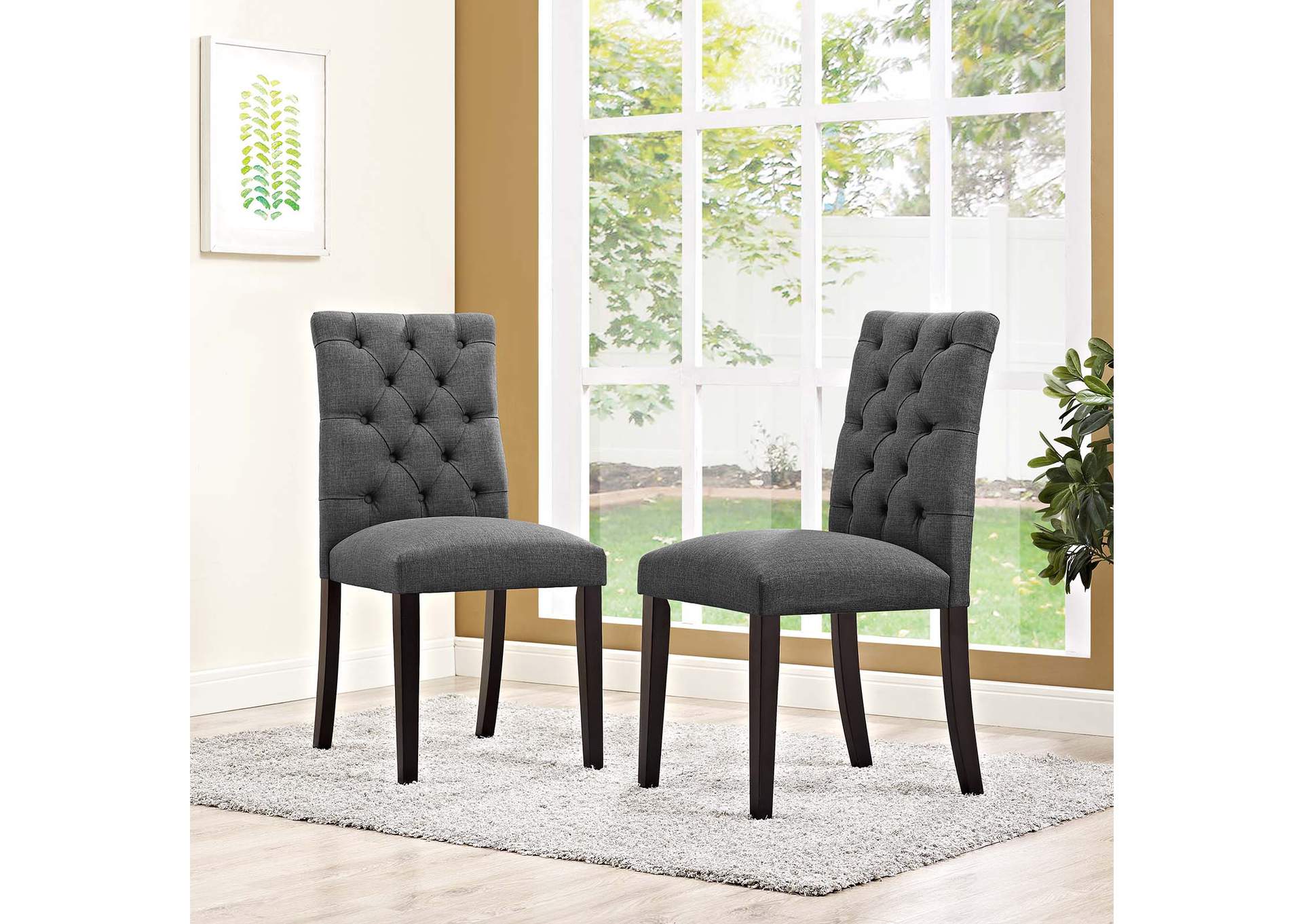 Gray Duchess Dining Chair Fabric [Set of 2],Modway