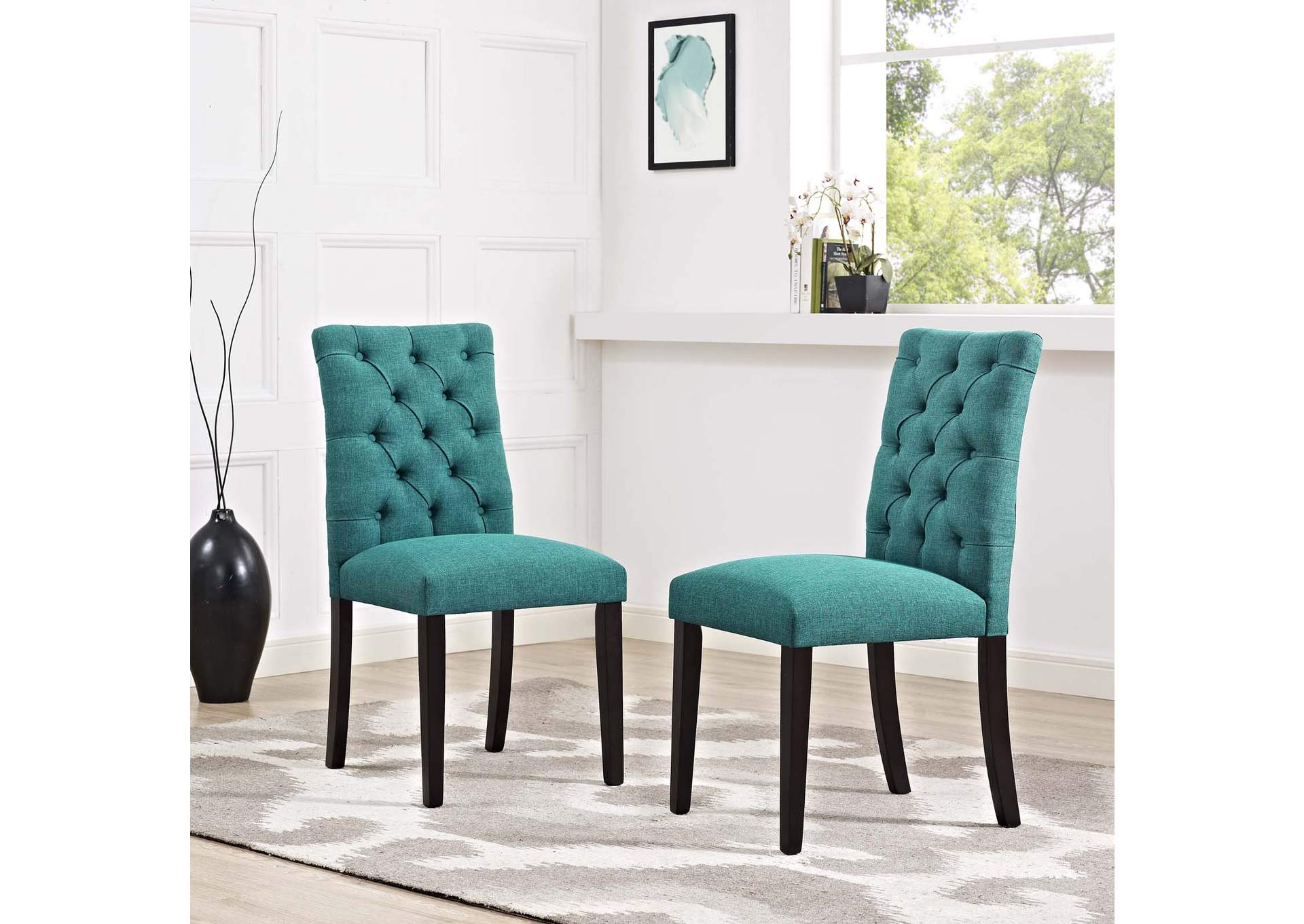 Teal Duchess Dining Chair Fabric [Set of 2],Modway