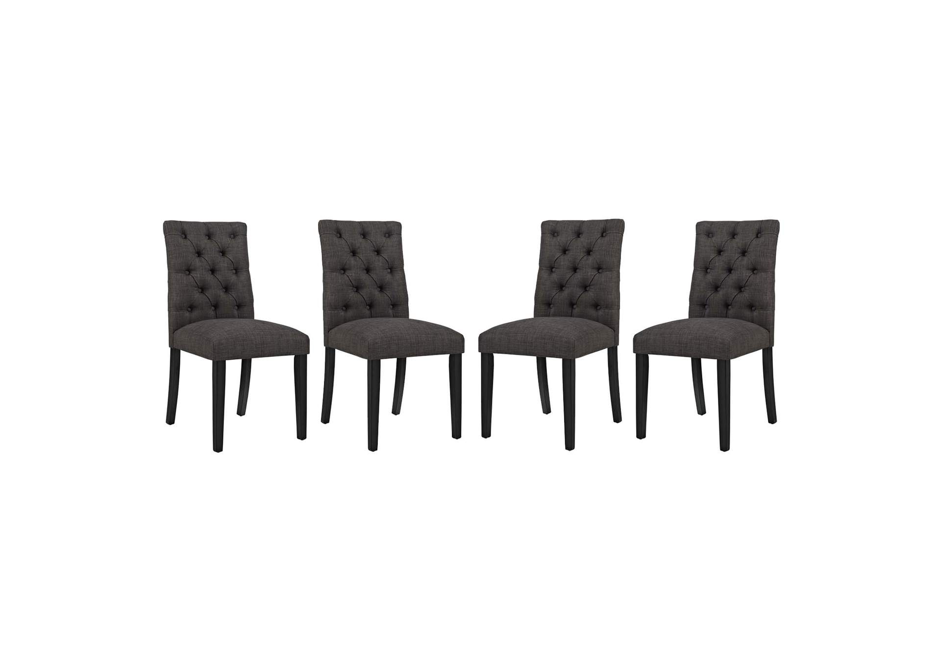 Brown Duchess Dining Chair Fabric [Set of 4],Modway