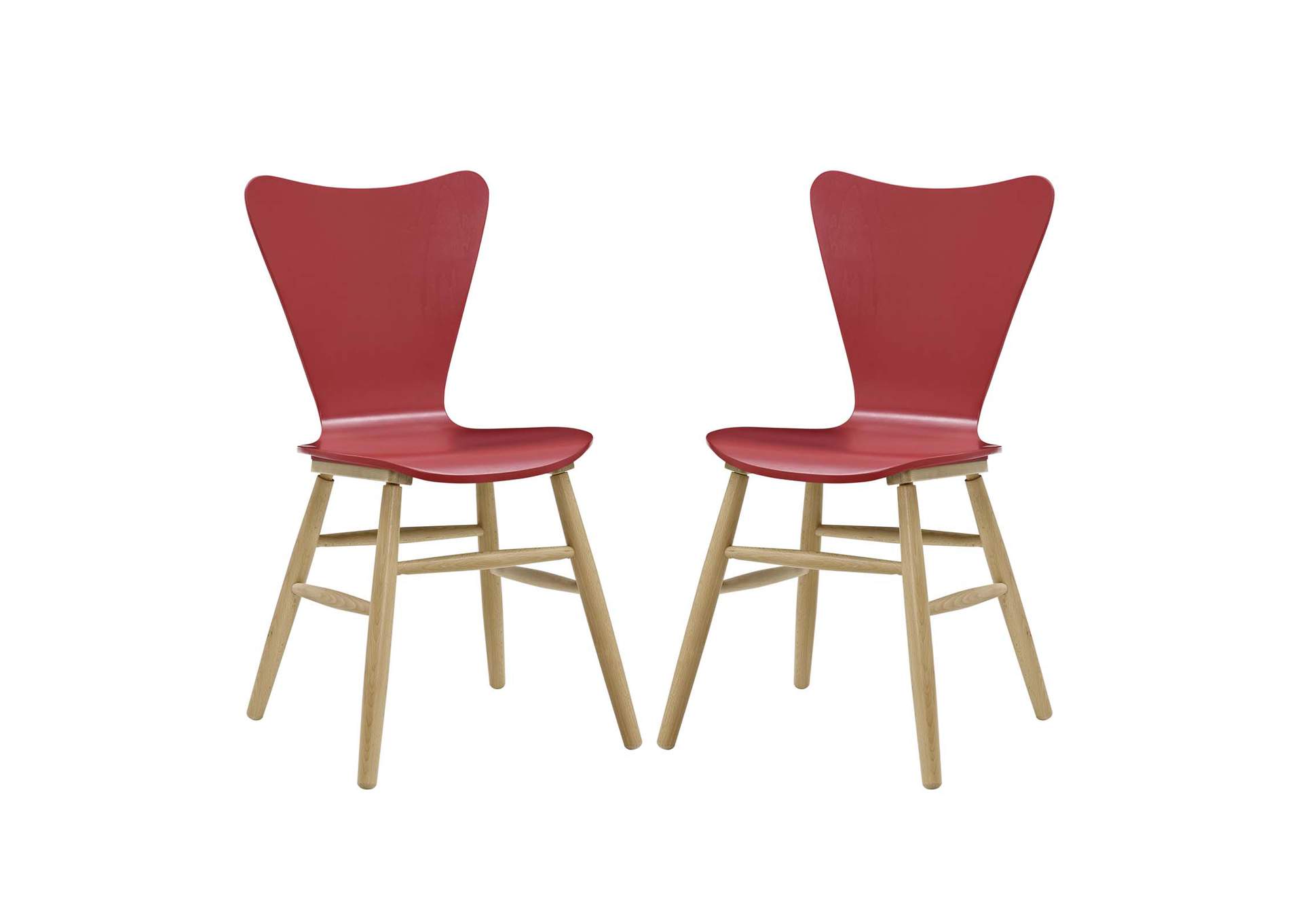 Red Cascade Dining Chair [Set of 2],Modway