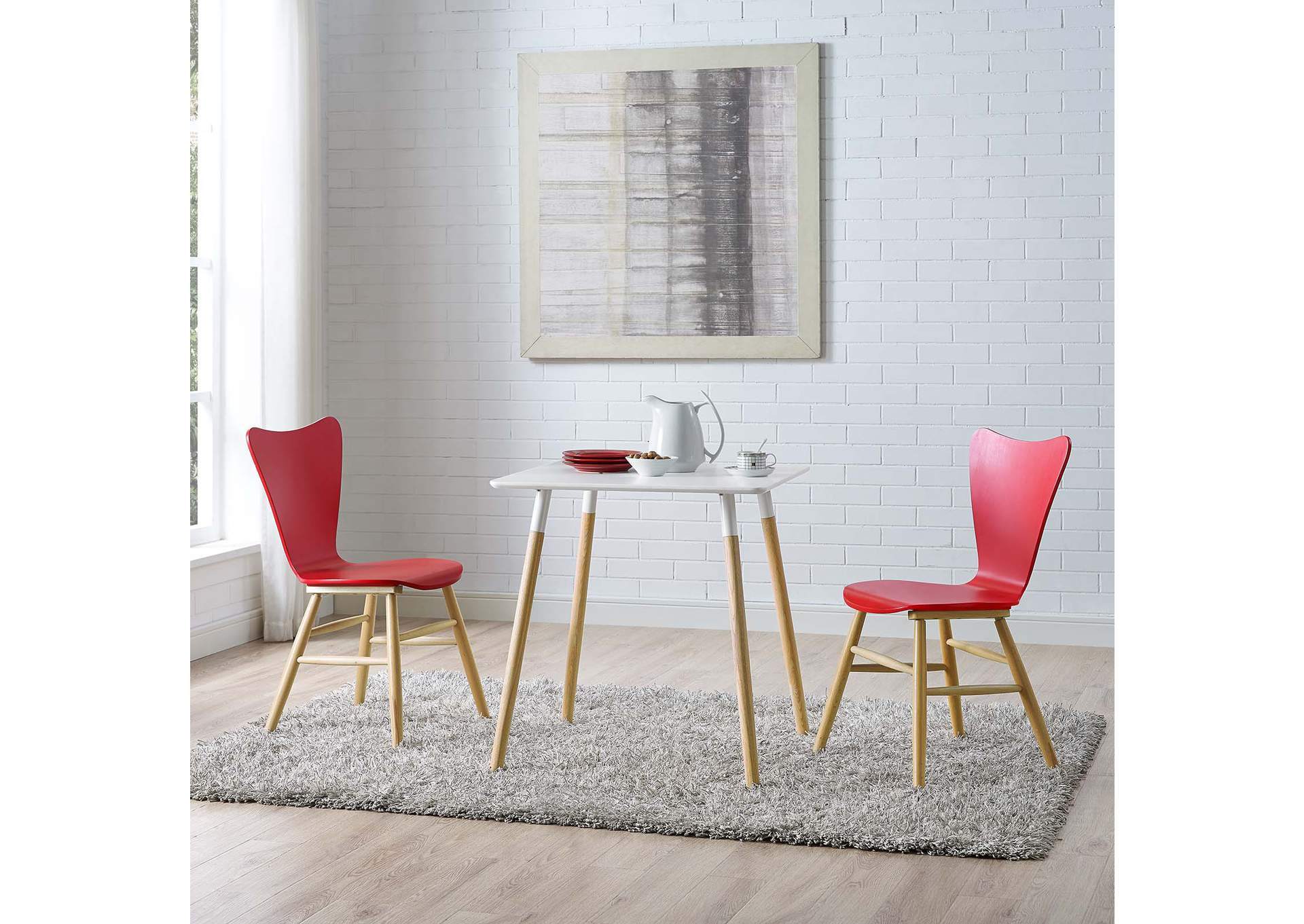 Red Cascade Dining Chair [Set of 2],Modway