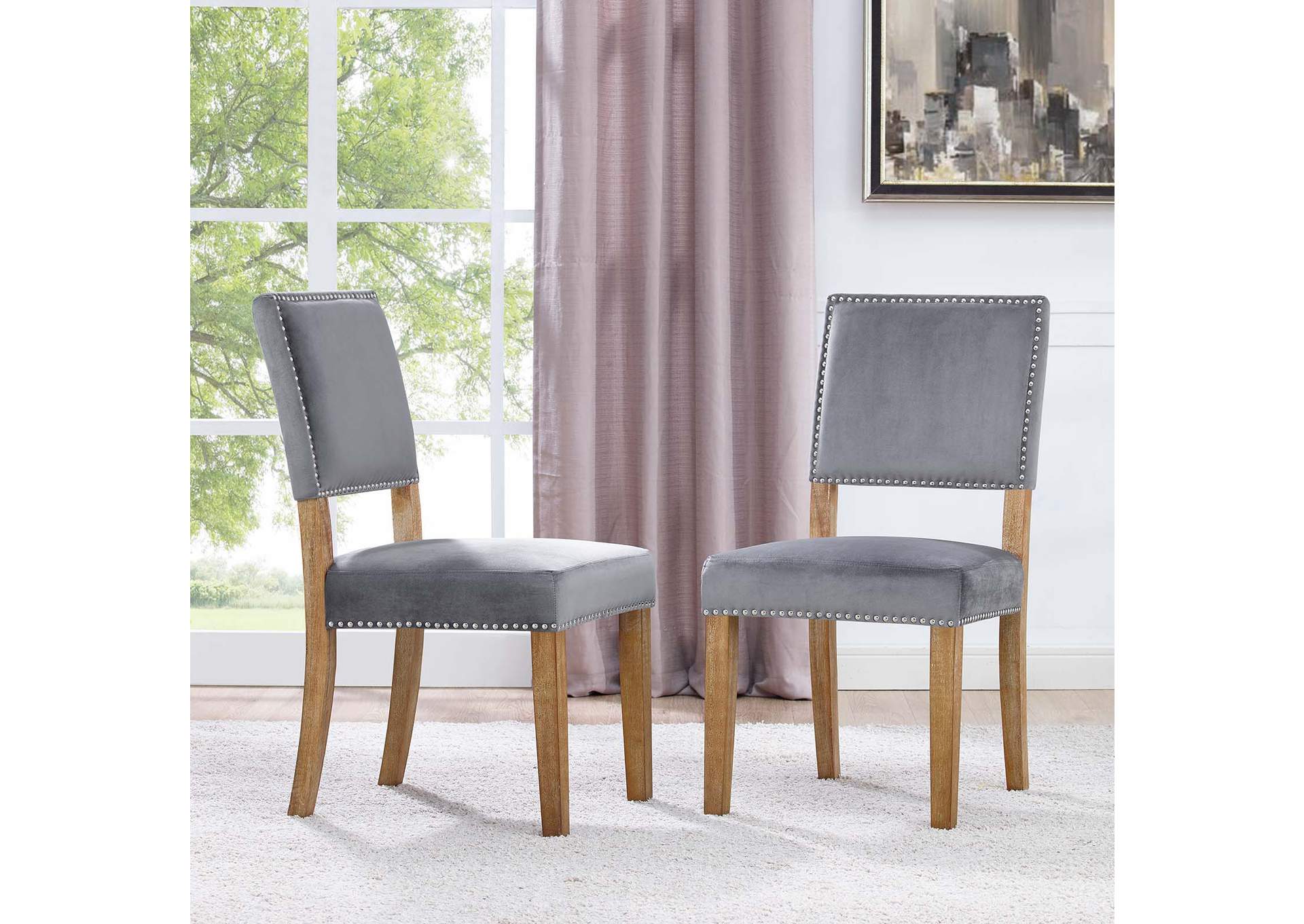 Gray Oblige Dining Chair Wood [Set of 2],Modway