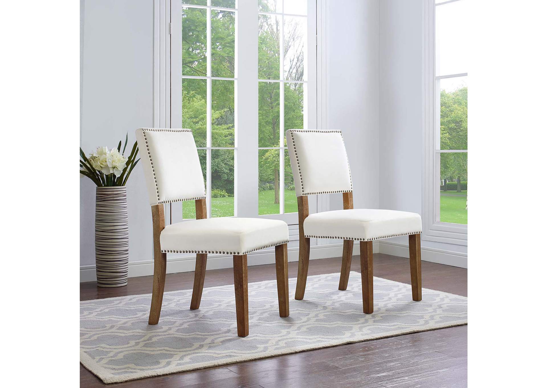 Ivory Oblige Dining Chair Wood [Set of 2],Modway