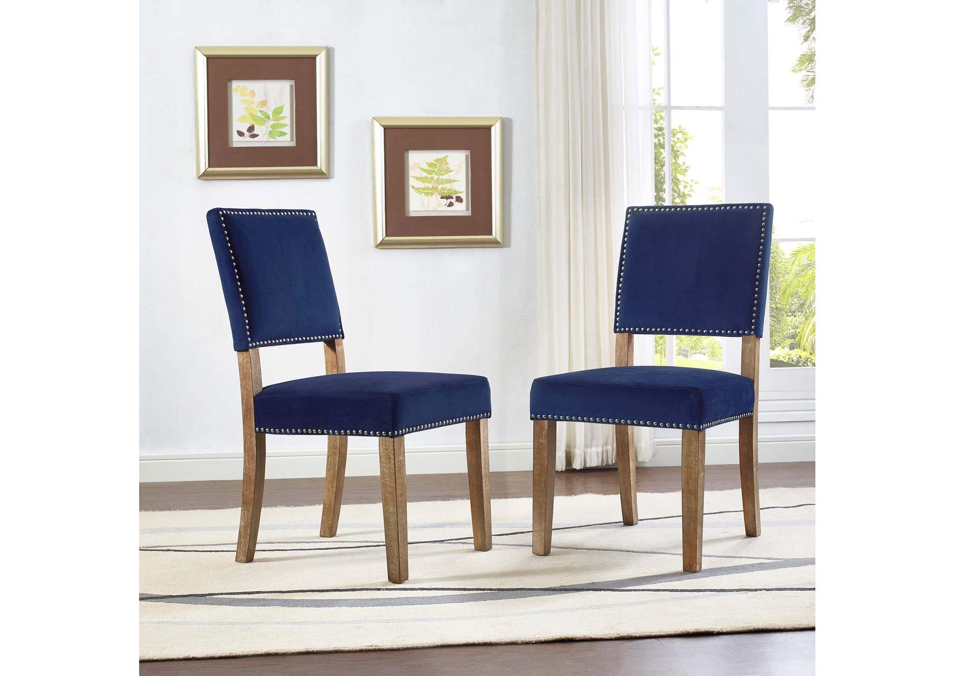 Navy Oblige Dining Chair Wood [Set of 2],Modway