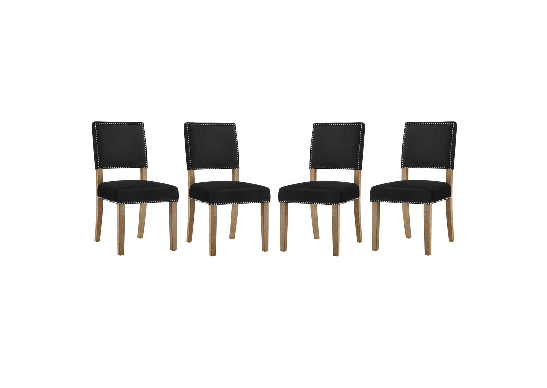 Black Oblige Dining Chair Wood [Set of 4],Modway