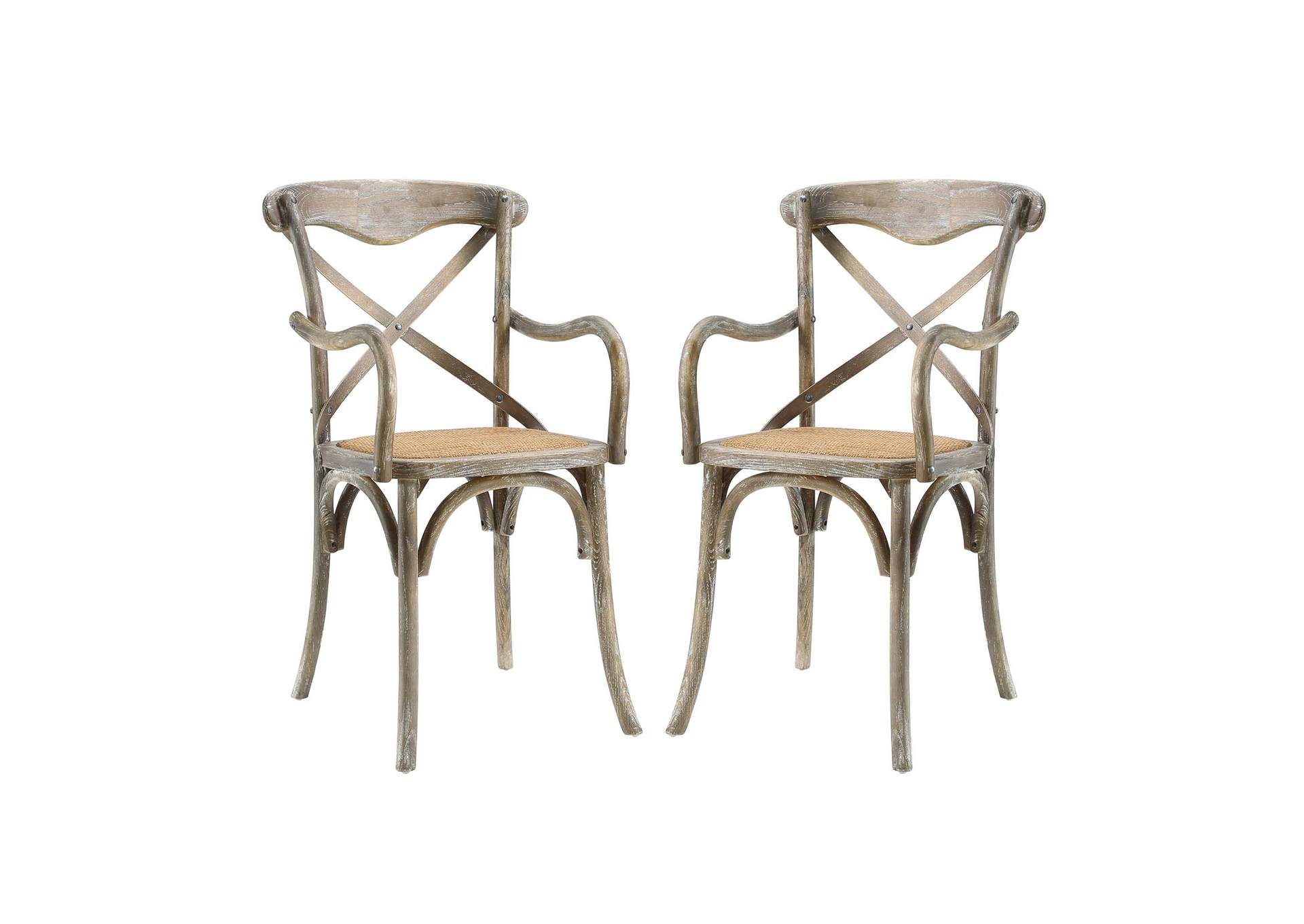 Gray Gear Arm Dining Chair [Set of 2],Modway