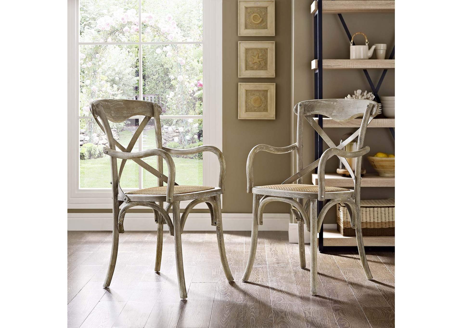 Gray Gear Arm Dining Chair [Set of 2],Modway