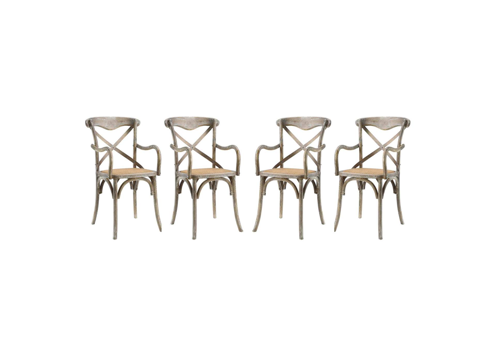 Gray Gear Arm Dining Chair [Set of 4],Modway