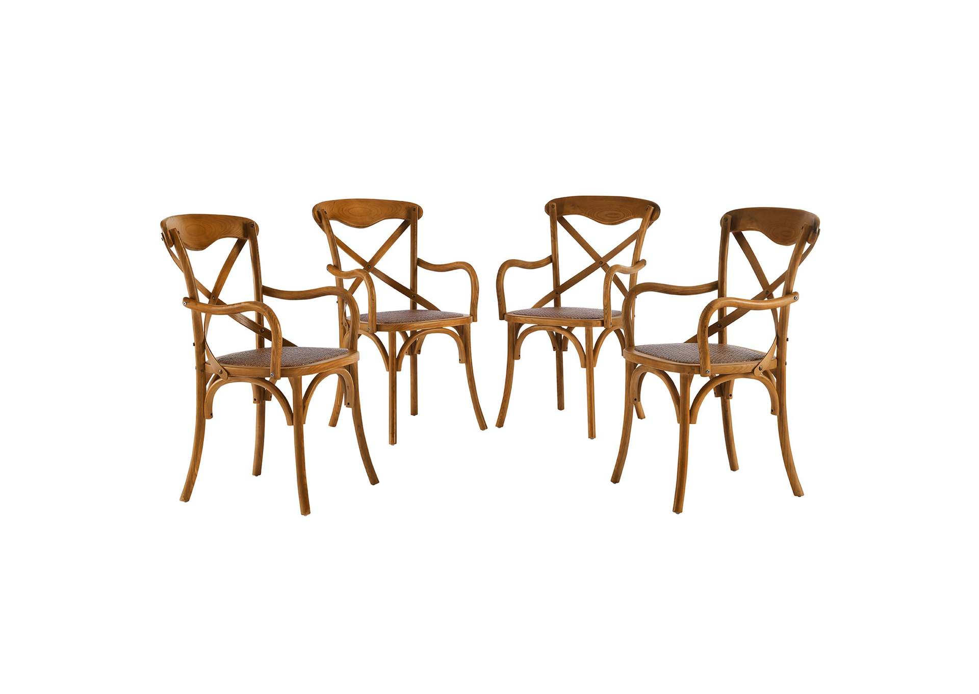 Walnut Gear Arm Dining Chair [Set of 4],Modway