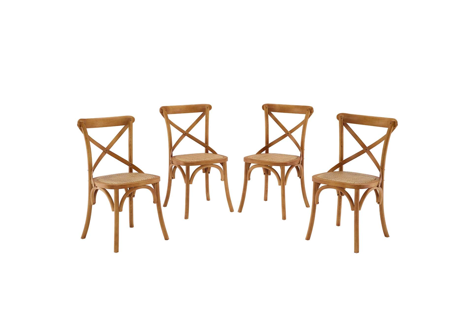 Walnut Gear Dining Side Chair [Set of 4],Modway