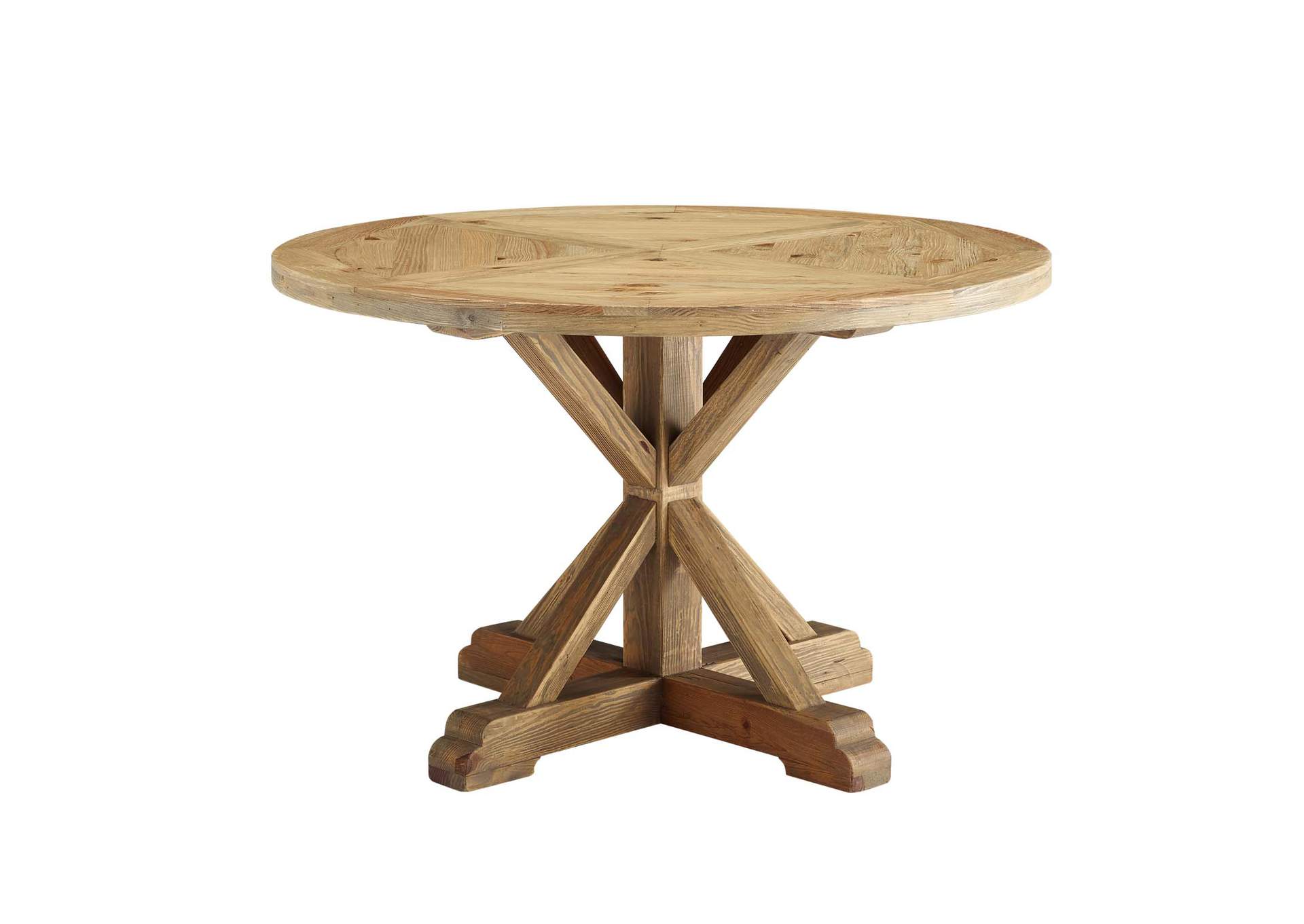 Brown Stitch 47" Round Pine Wood Dining Table,Modway