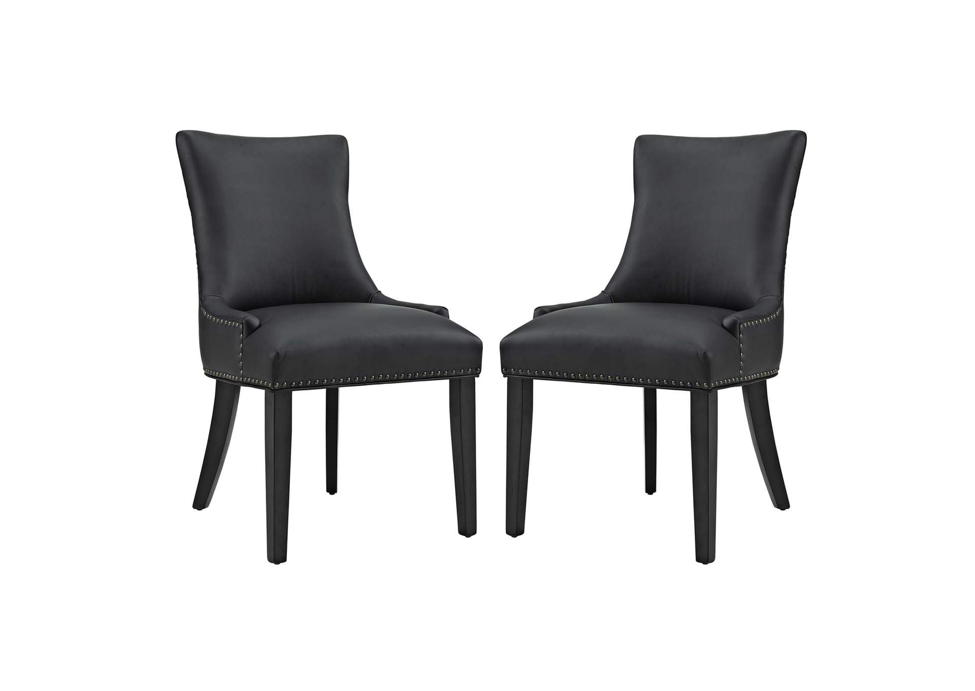 Black Marquis Dining Chair Faux Leather [Set of 2],Modway