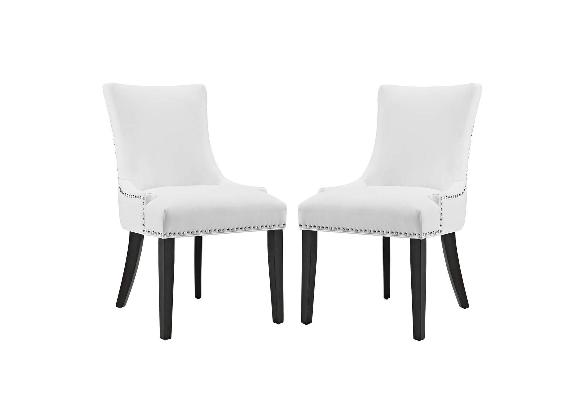 White Marquis Dining Chair Faux Leather [Set of 2],Modway