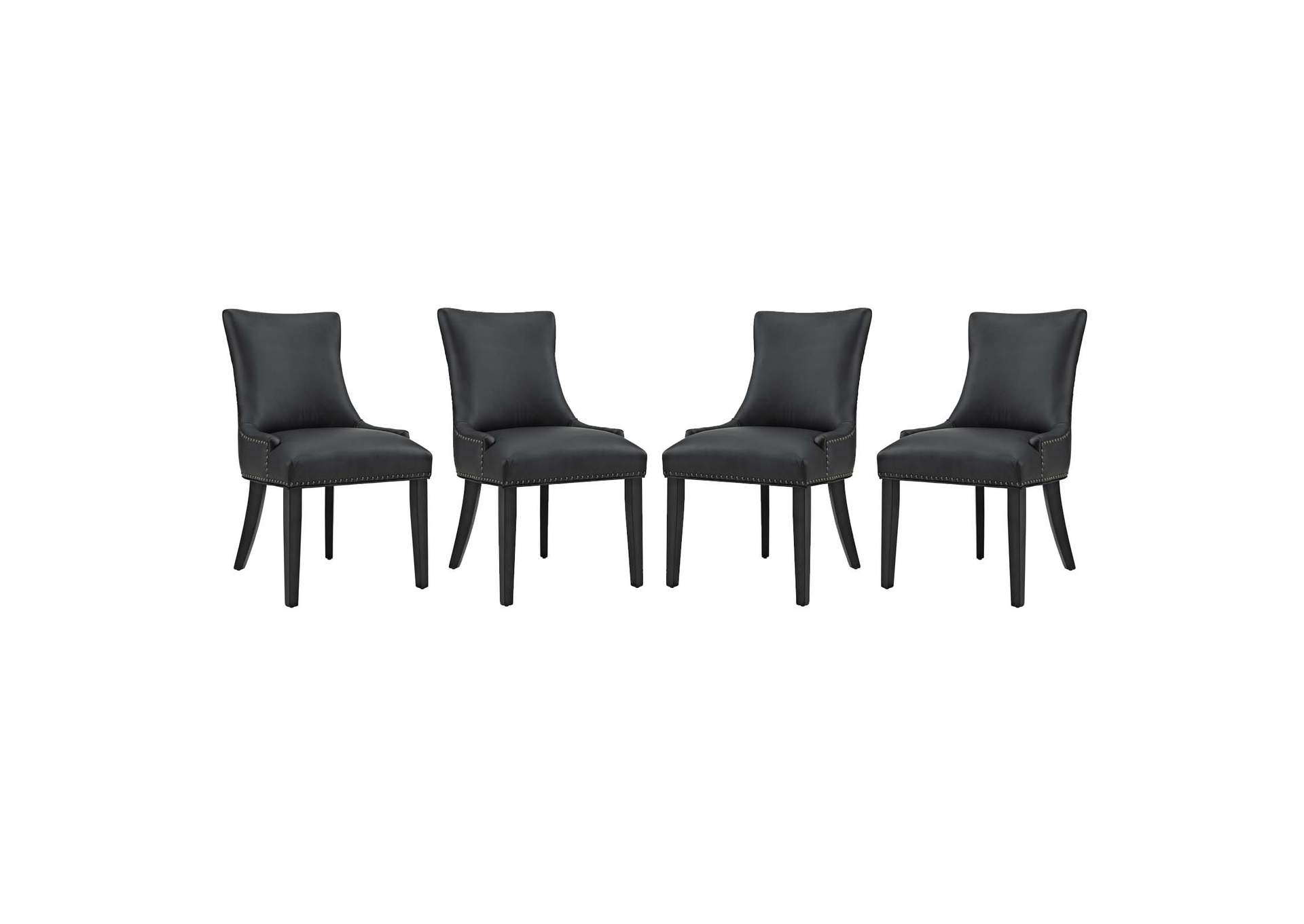 Black Marquis Dining Chair Faux Leather [Set of 4],Modway