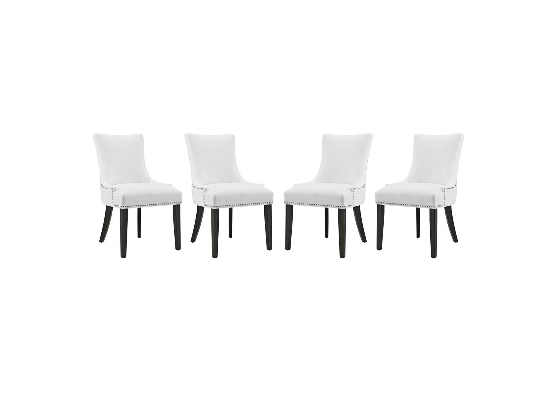 White Marquis Dining Chair Faux Leather [Set of 4],Modway